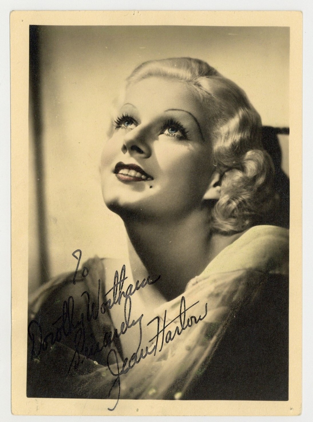 Jean Harlow 1933 Signed Portrait Photo w/Inscription, Actress Blond Bombshell 