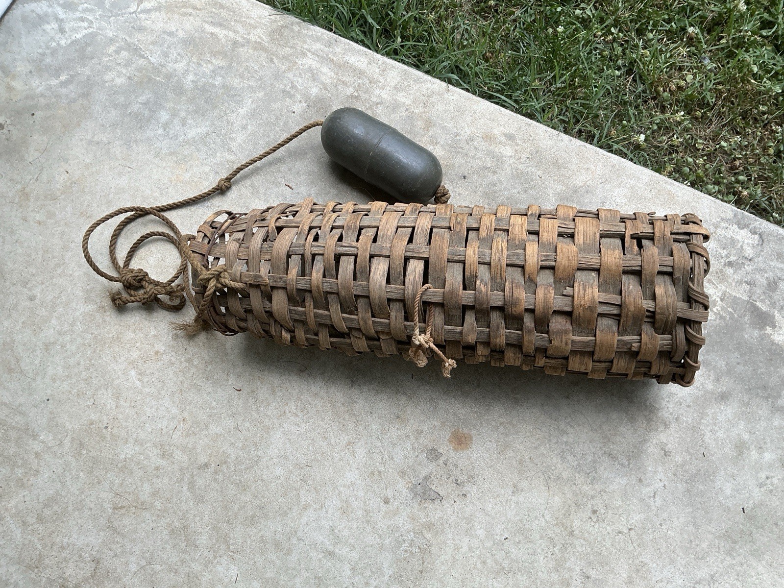Antique Primitive Eel Trap Basket Oak Woven Splint Early Late 19th Century RARE