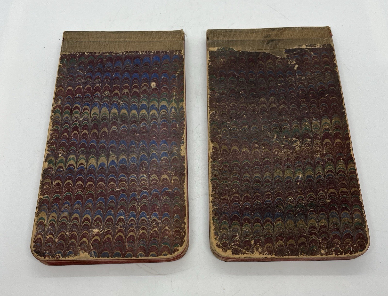 Antique Handwritten Pocket Diary Memo Journal Lot Of 2 Marble Cover Ephemera