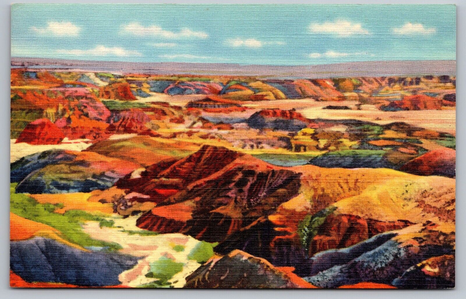 The Painted Desert Arizona Vintage View Genuine Curteich Linen Postcard