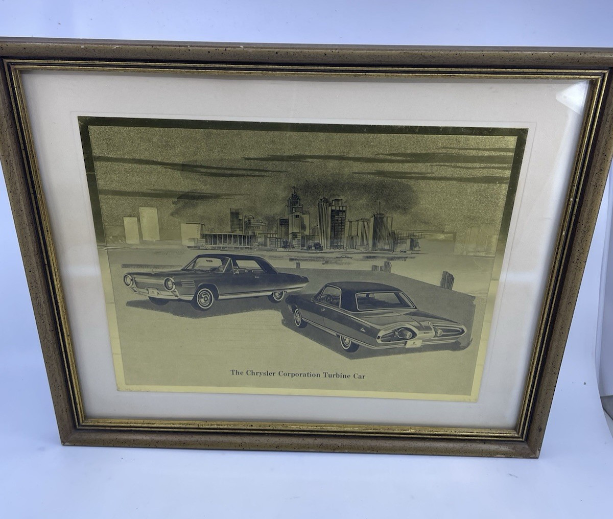 RARE Vintage Chrysler Turbine Concept Car Gold Foil Goldleaf Print Art Detroit RARE Vintage Chrysler Turbine Concept Car Gold Foil Goldleaf Print Art Detroit