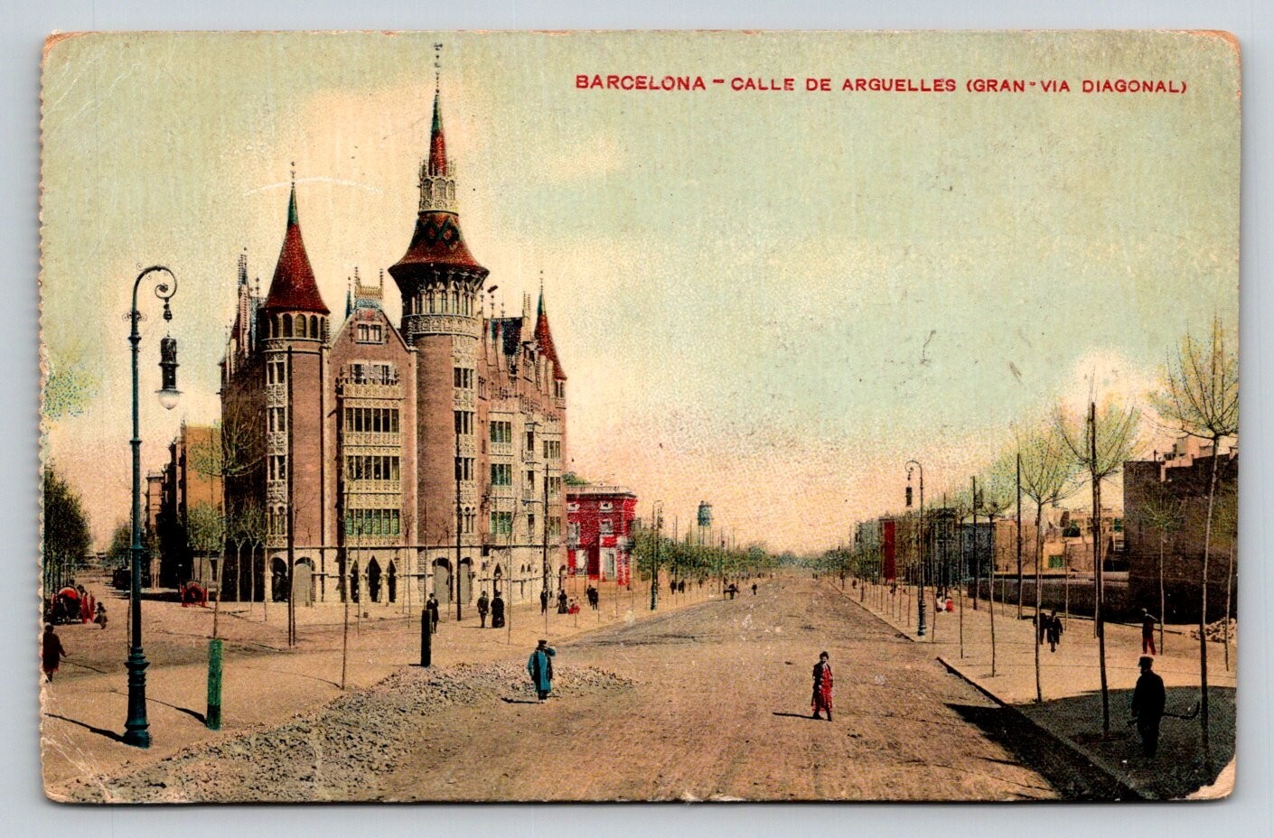 1915  Barcelona  Spain  Calle De Arguelles  Postcard