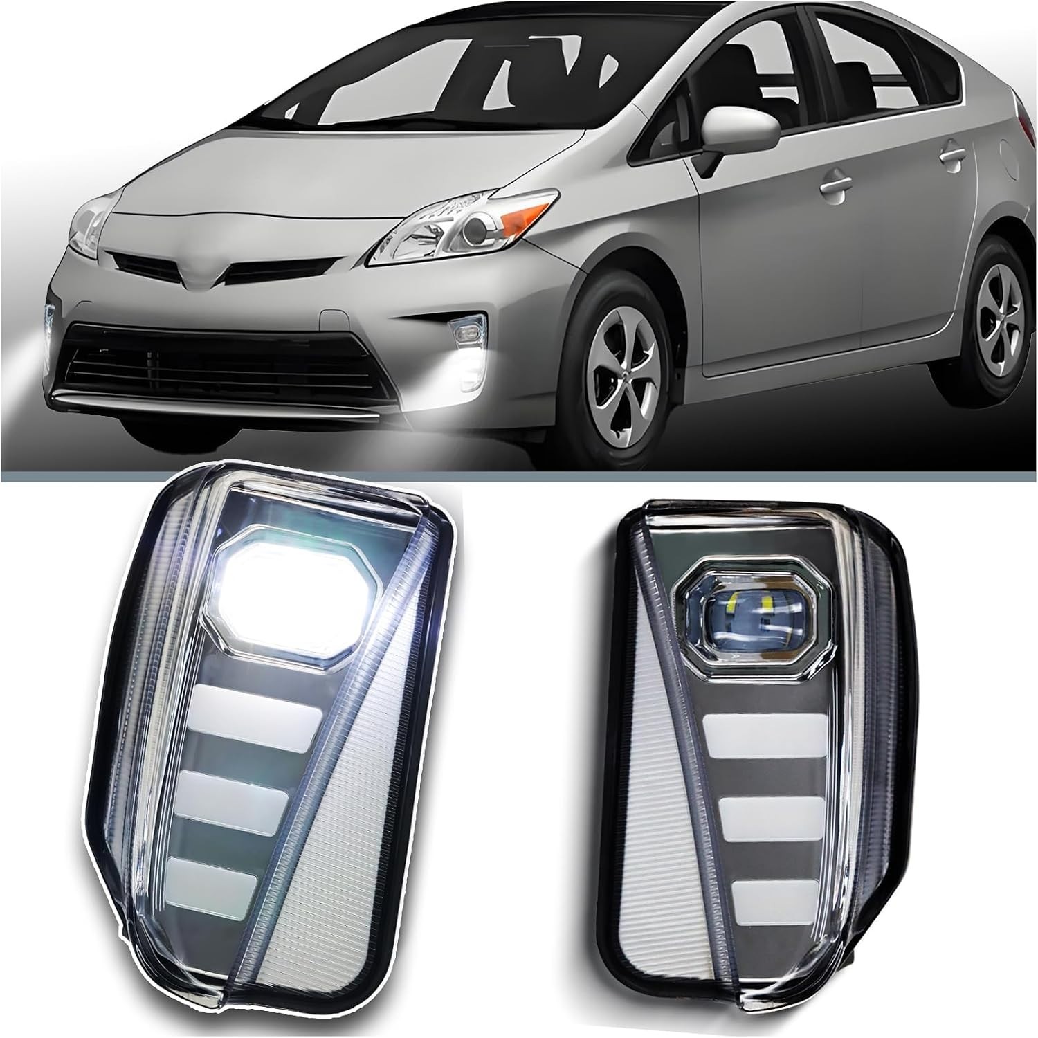 LED Front Bumper Light Kit for Toyota Prius 2012 2013 2014 2015 –White DRL