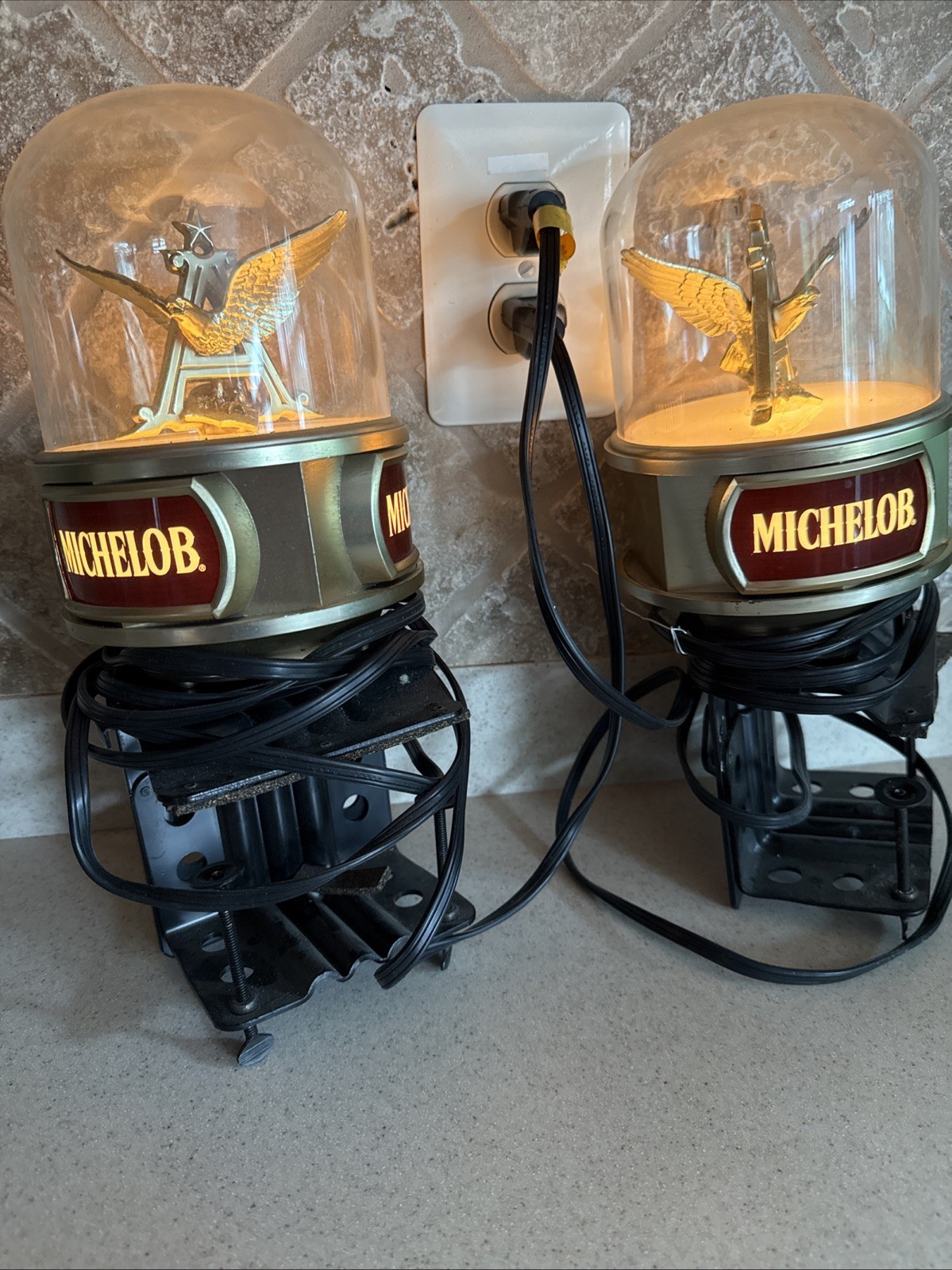 2 Michelob Beer Sconces Wall Lights Vintage Style Bar lights TESTED WORKING