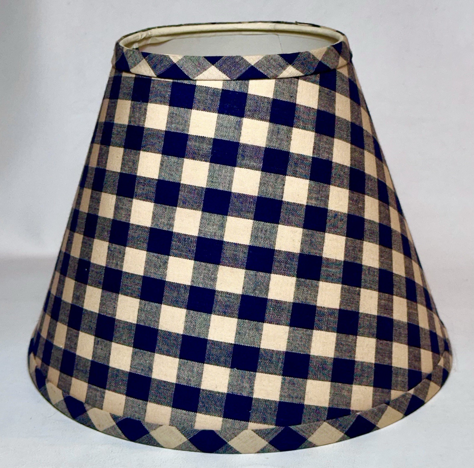 Vintage Navy Blue Plaid Fabric Lamp Shade 8