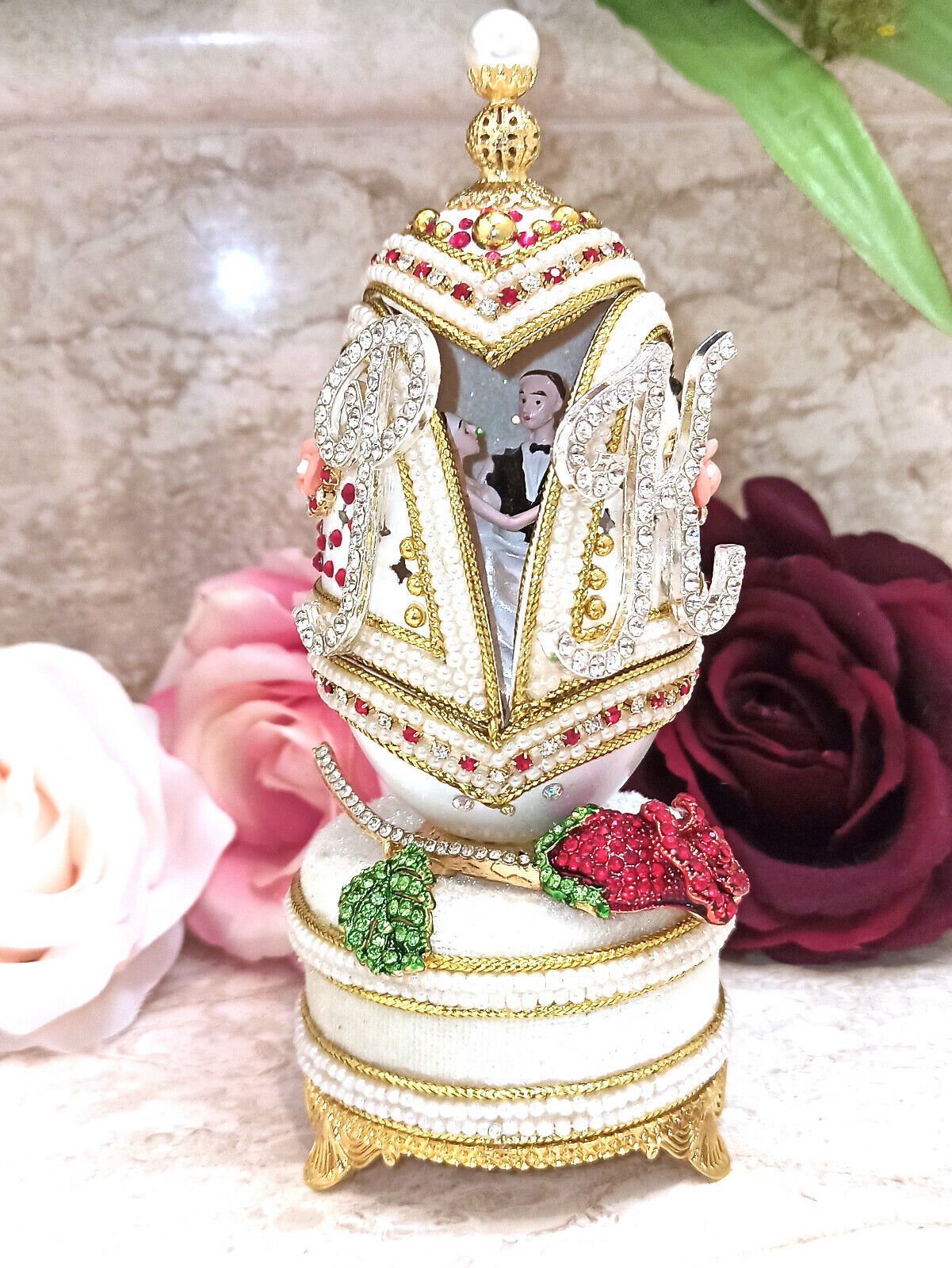 Luxury Custom 40th Ruby Anniversary gift present for wife Royal Faberge Egg  5ct