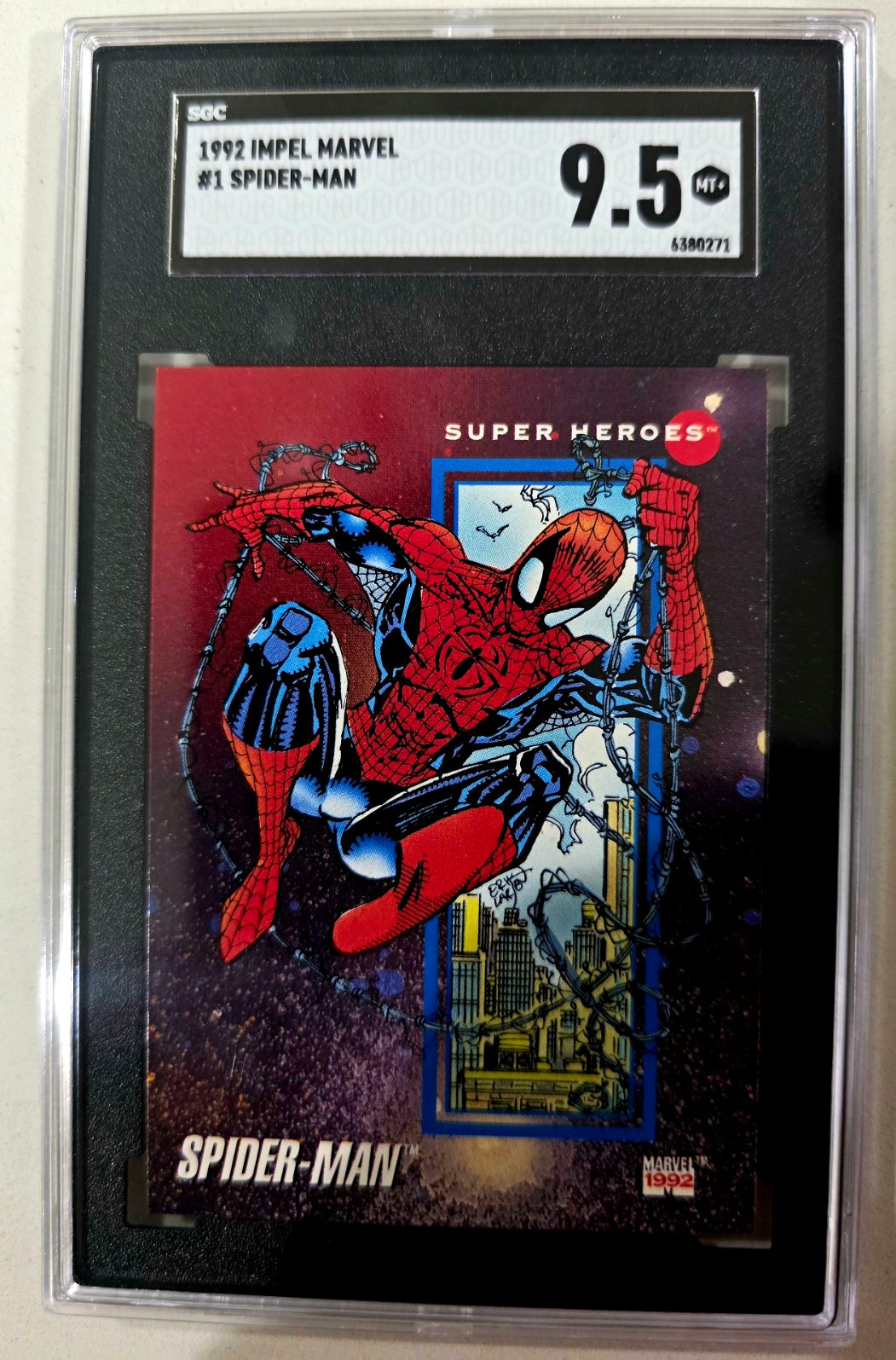 1992 Impel Marvel Super Heroes #1 Spider-Man - SGC 9.5 Graded 🔥 💎 
