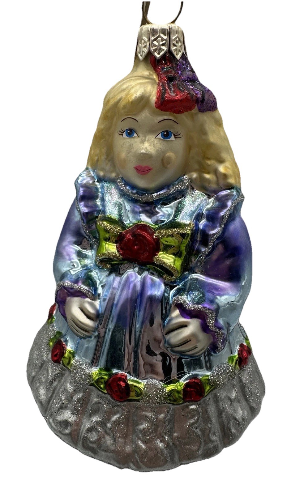VTG Spode rare Christmas Tree Ornaments Sophie Doll Ornament, Blue, Silver