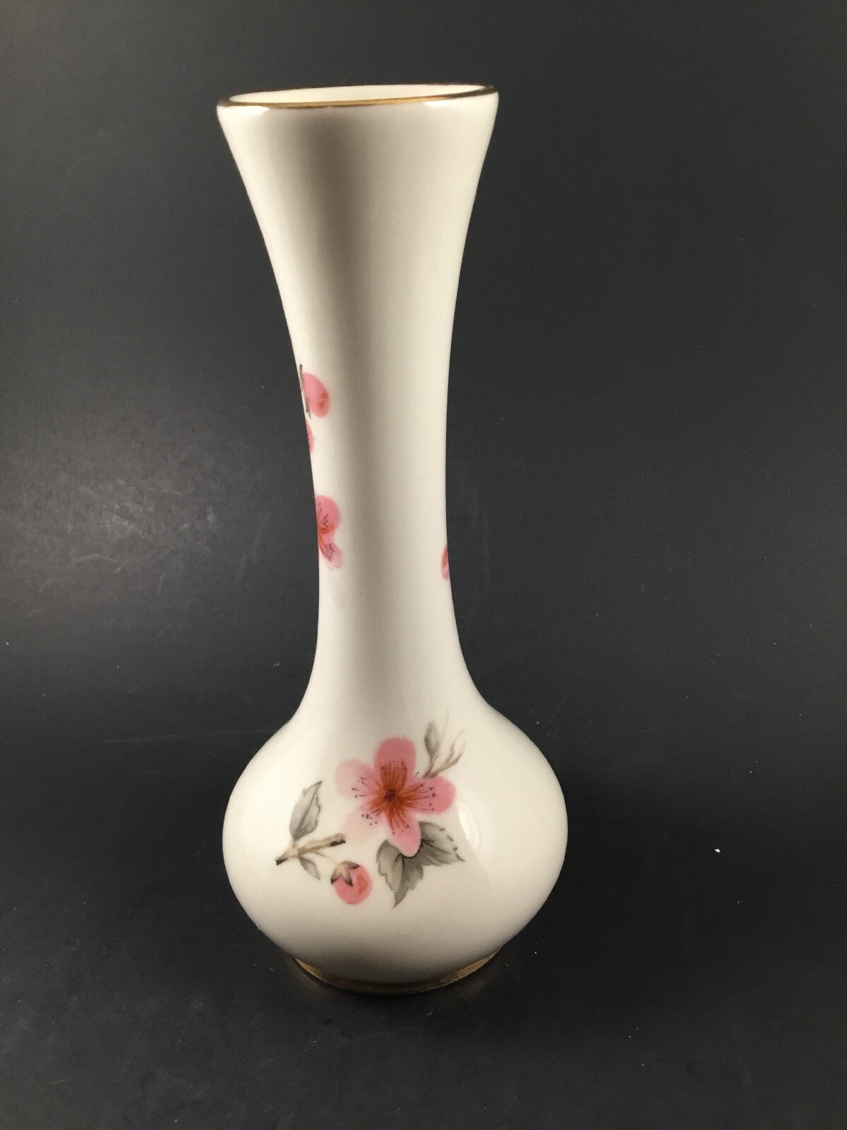 Dixon Vase Art Studio 22kt Gold Trim Bone China Single Stem Vase Delicate Floral