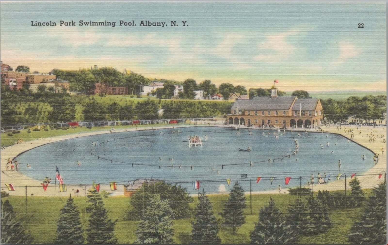 Postcard Lincoln Park Swimming Pool Albany NY 
