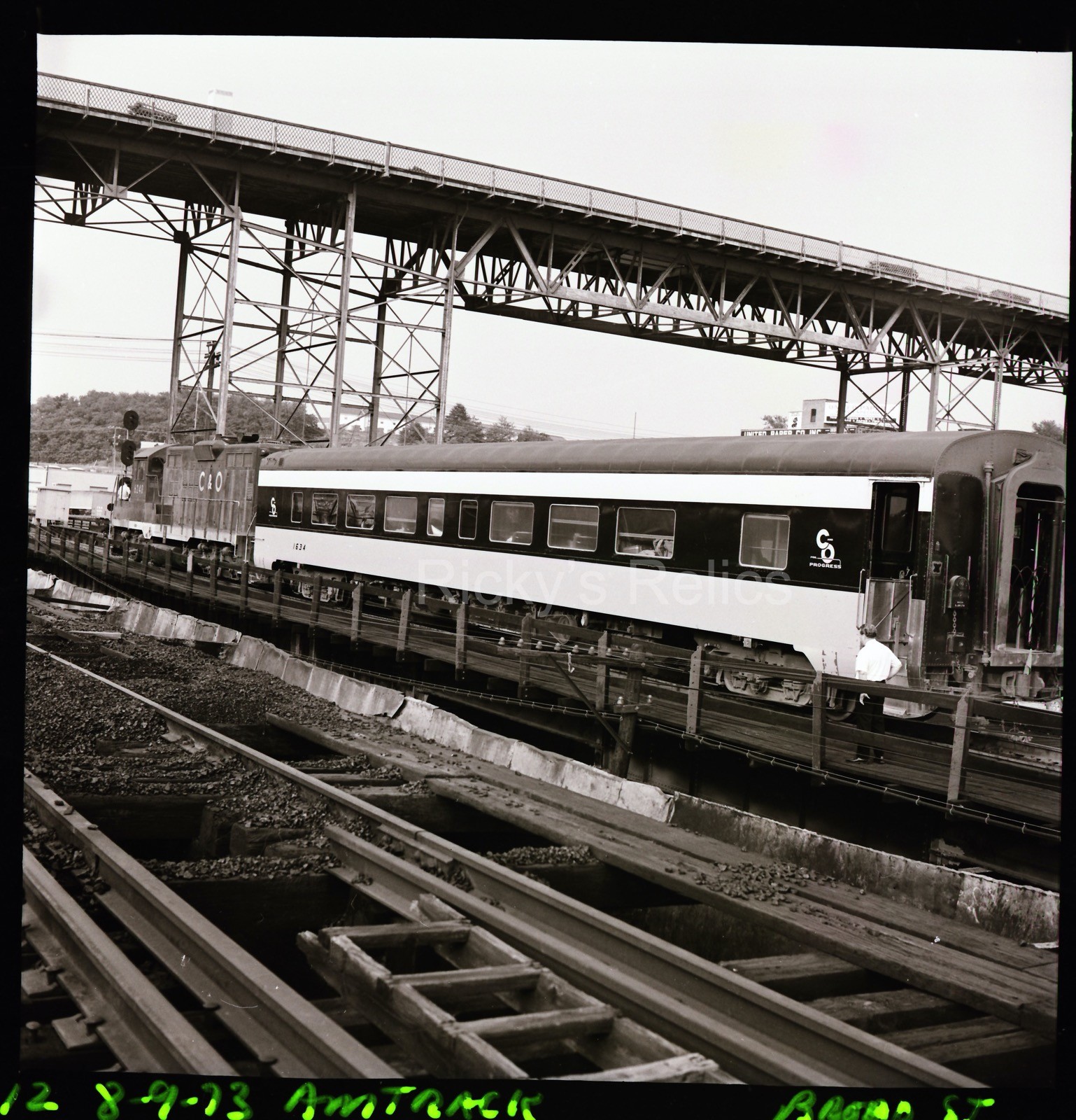 Original Negative C&O #1634 Passenger Car Richmond VA 1973 Chesapeake Ohio AMTK