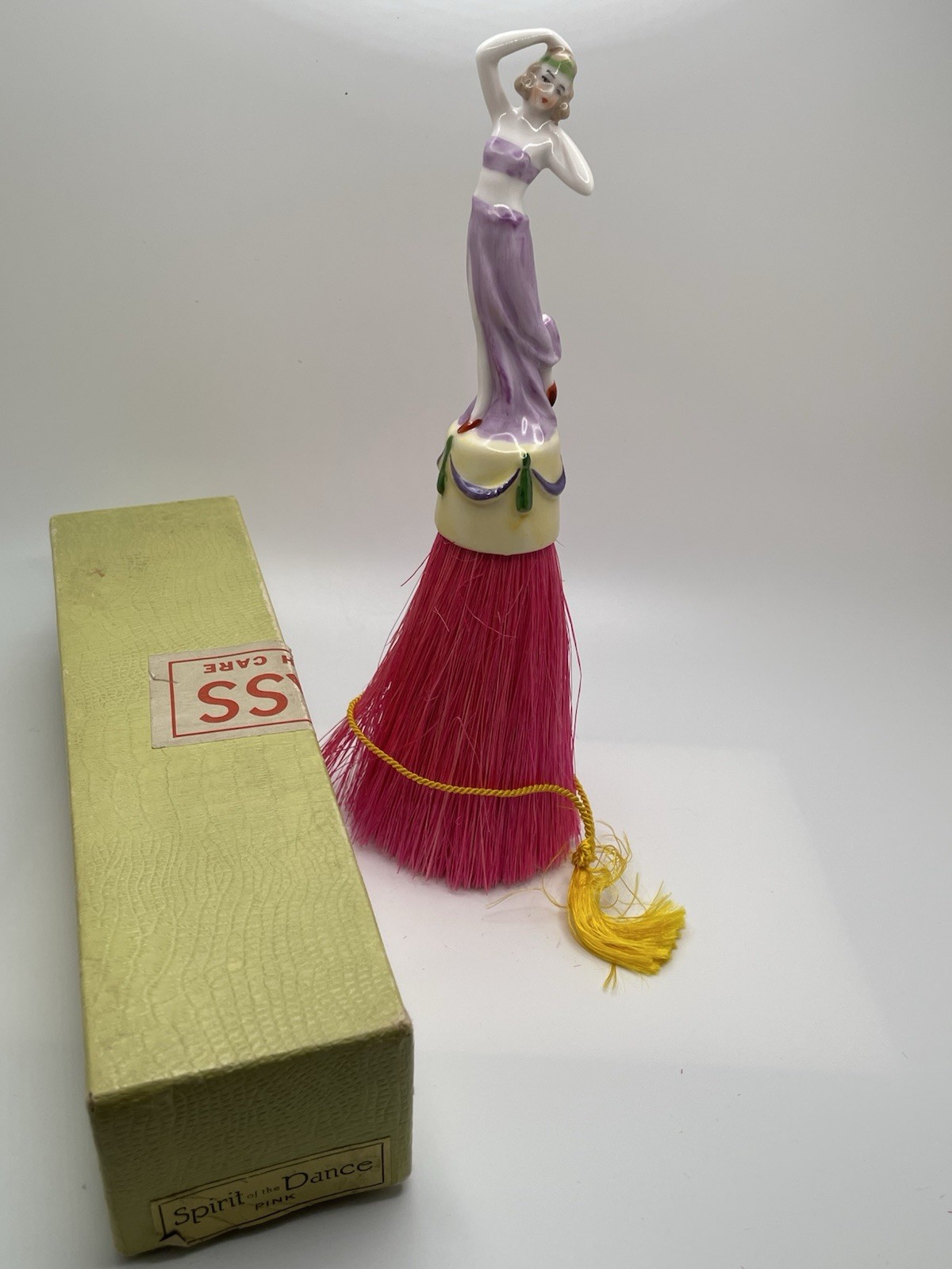 Antique Germany HALF Full DOLL Dancer WHISK BROOM Vanity Pink Brush 1920’s NIB