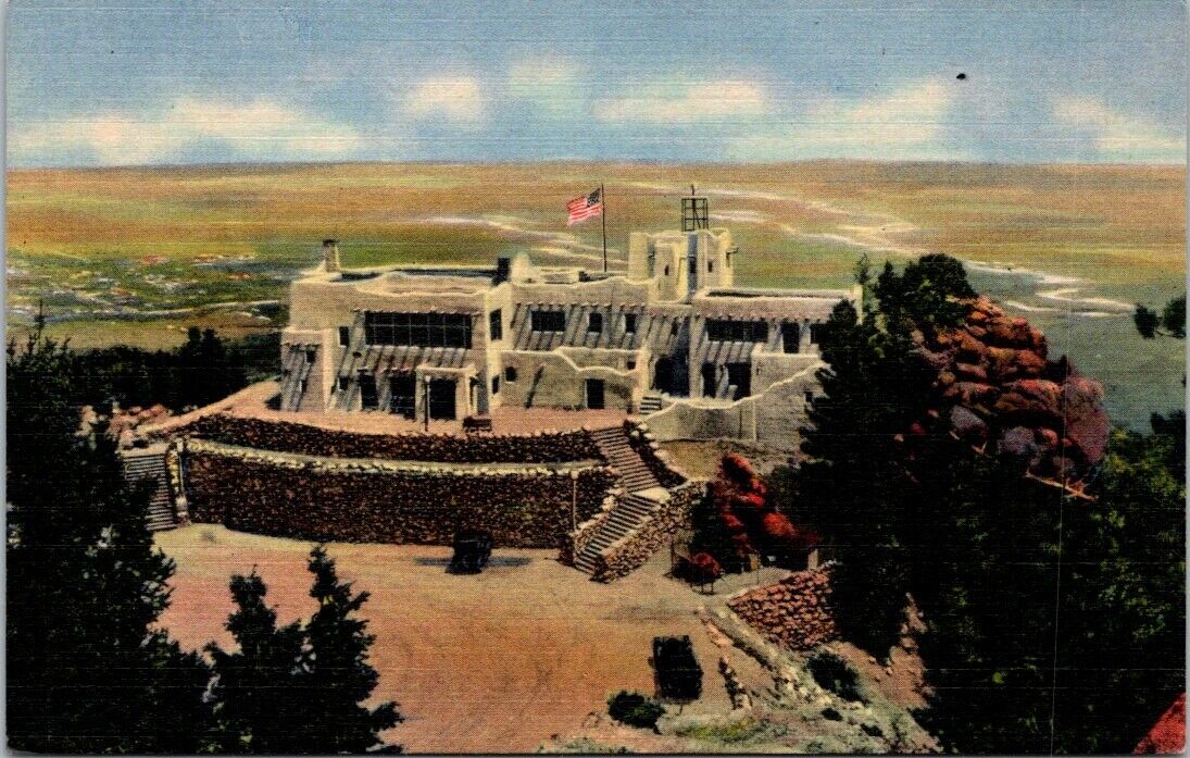 Colorado Springs CO Cheyenne Lodge Summit Mountain c1950s Linen postcard CP1