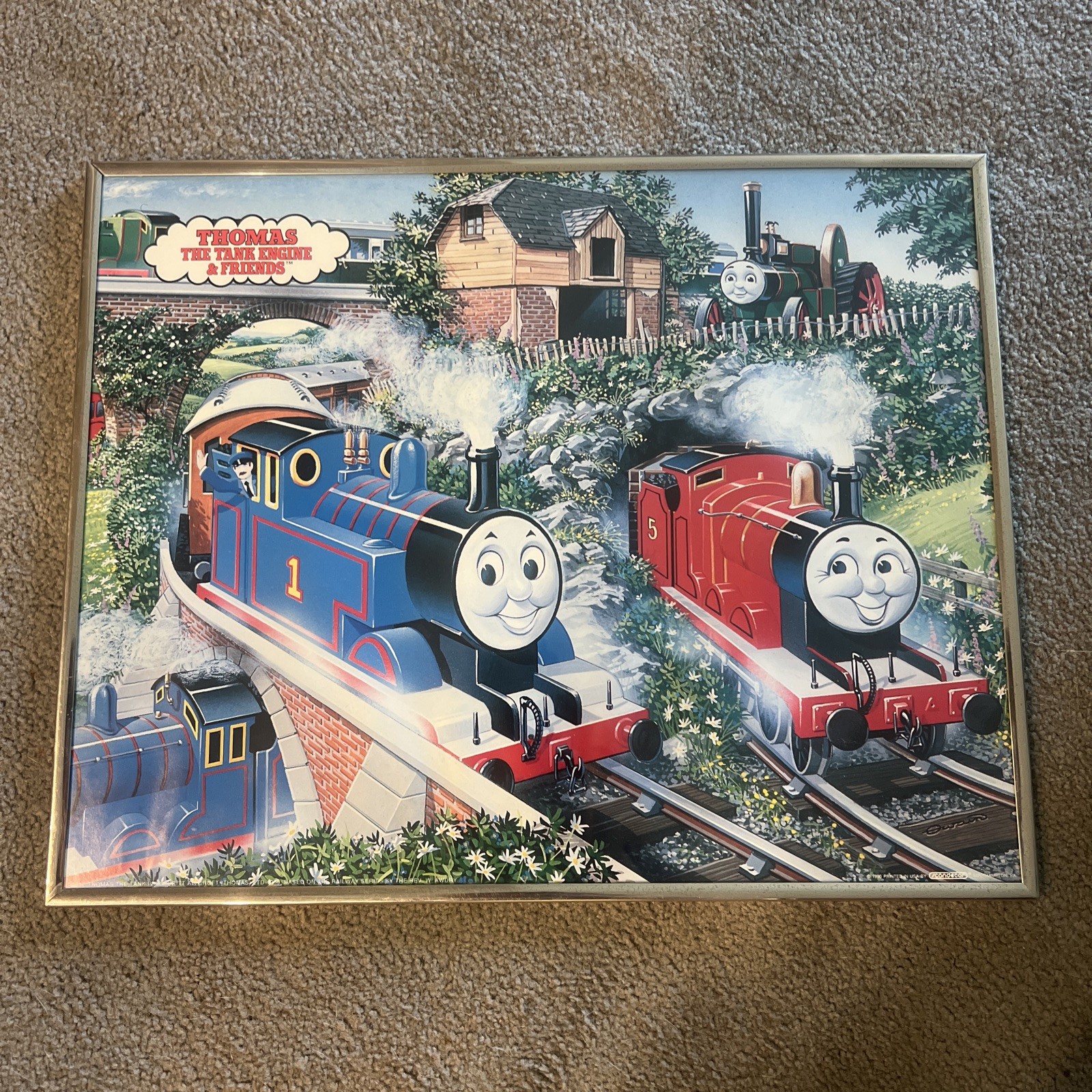 Vintage 1999 Thomas Train Large Picture Framed 16 Vintage 1999 Thomas Train Large Picture Framed 16