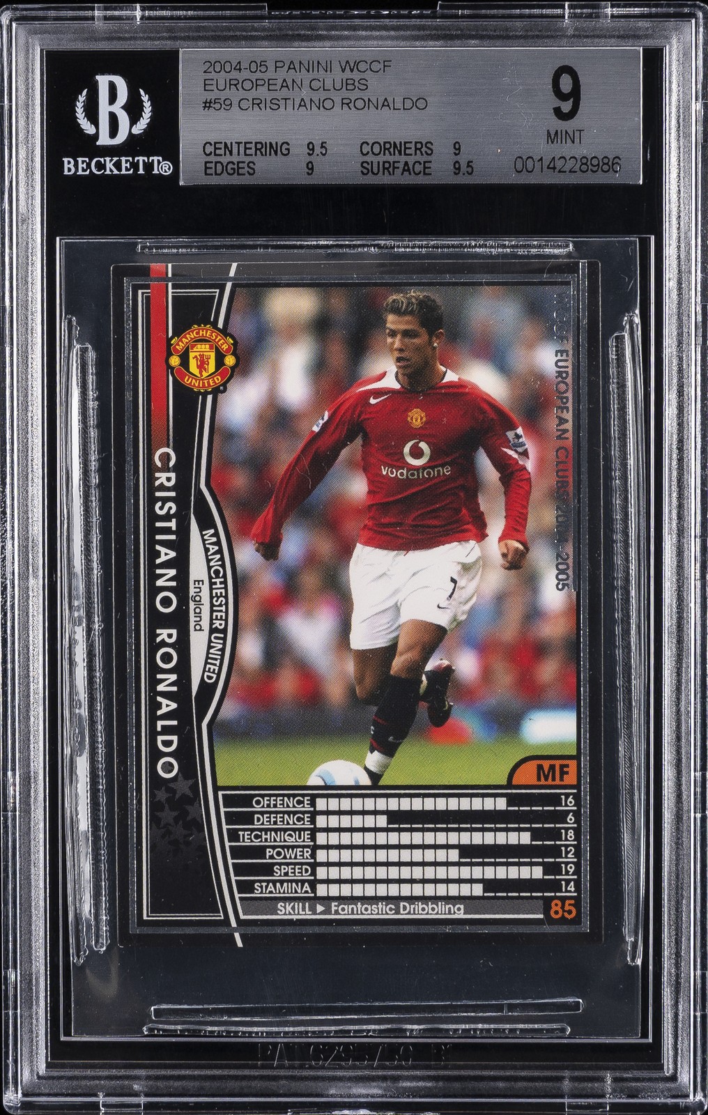 2004-05 PANINI WCCF EUROPEAN CLUBS ##59 CRISTIANO RONALDO BGS 9