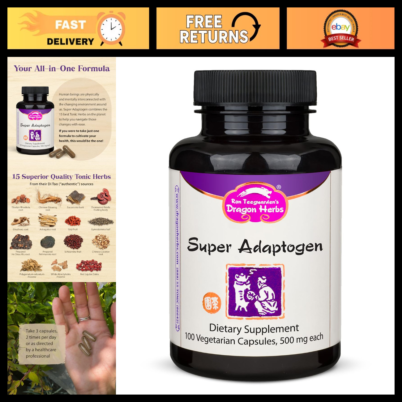 Dragon Herbs Super Adaptogen | All Natural Supplement to Support Well-Being, Moo
