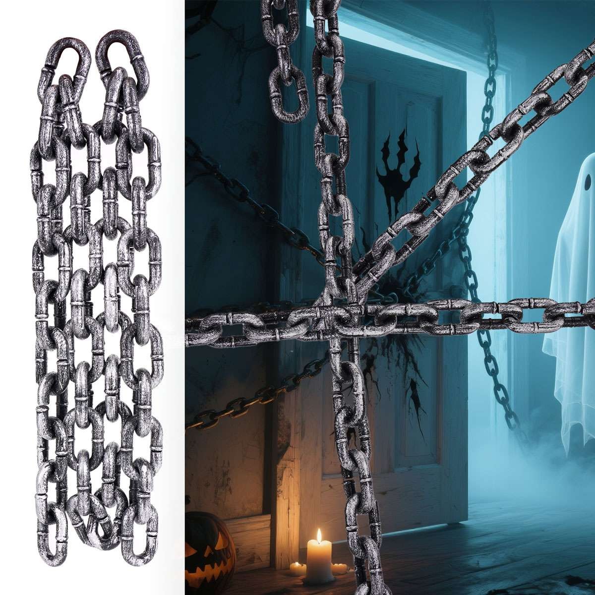6 Feet Long Plastic Fake Rusty Chain Link Prop Halloween Haunted Zombie Decor