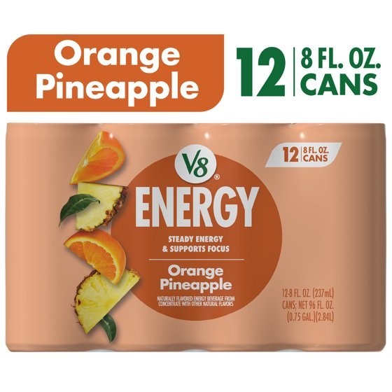 V8 Energy Orange Pineapple Energy Drink, 8 fl oz Can, 12 Pack V8 Energy Orange Pineapple Energy Drink, 8 fl oz Can, 12 Pack