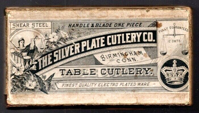 6 Antique Sheer Steel Handle Table Cutlery Knives in Original 1860's- 70'S Box 6 Antique Sheer Steel Handle Table Cutlery Knives in Original 1860's- 70'S Box