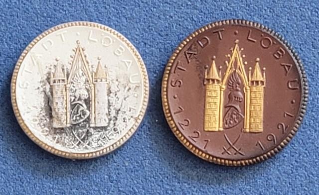 Stadt Lobau 700th Anniversary 1221-1921 Germany Commemorative Porcelain 2 Pc lot