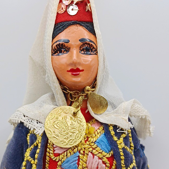 Vintage EVELT Greek Folk Costume Doll Salamina 10.5\