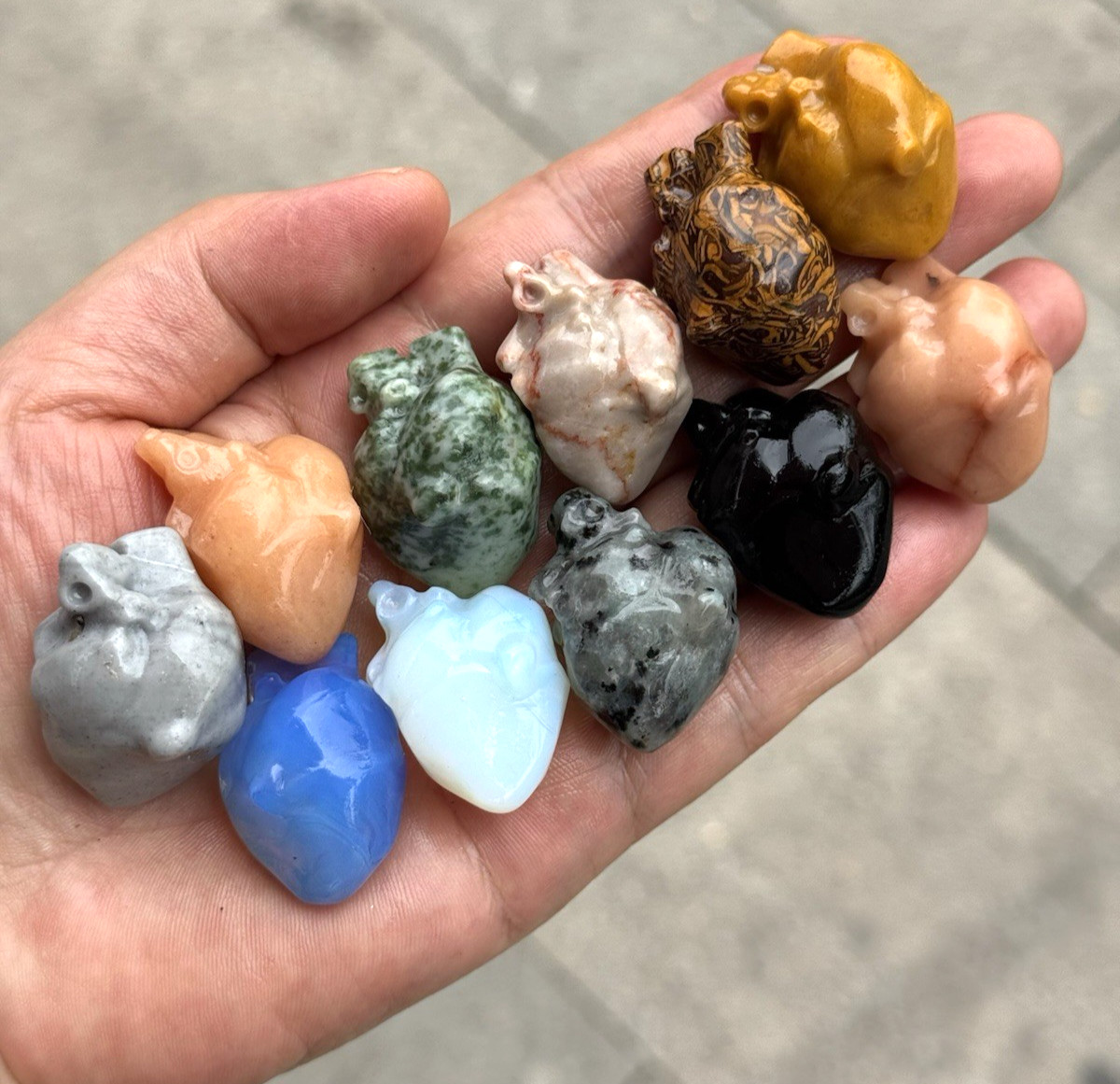 10pcs Natural Various crystal carved hearts Crystal Skull Carved Figurines