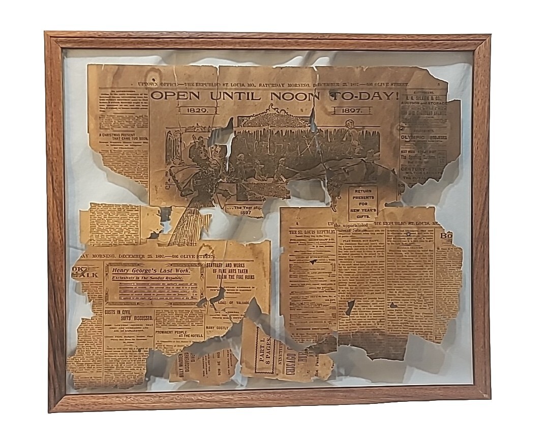 Antique 1897 Christmas Day Newspaper Clippings Framed Under Glass 17