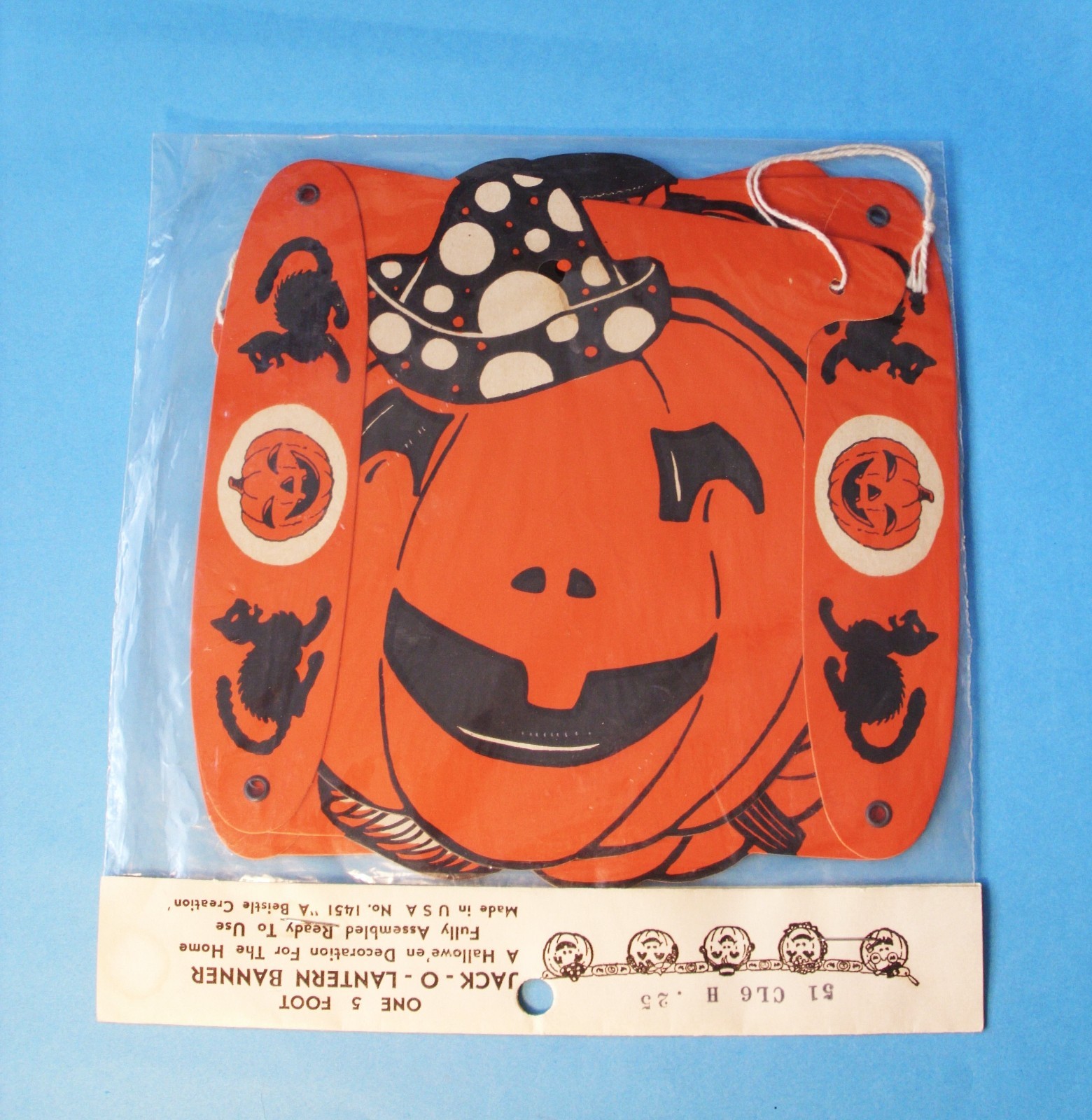 RARE Antique or Vtg BEISTLE 5 Ft. HALLOWEEN Jack O Lantern PUMPKIN Banner USA RARE Antique or Vtg BEISTLE 5 Ft. HALLOWEEN Jack O Lantern PUMPKIN Banner USA