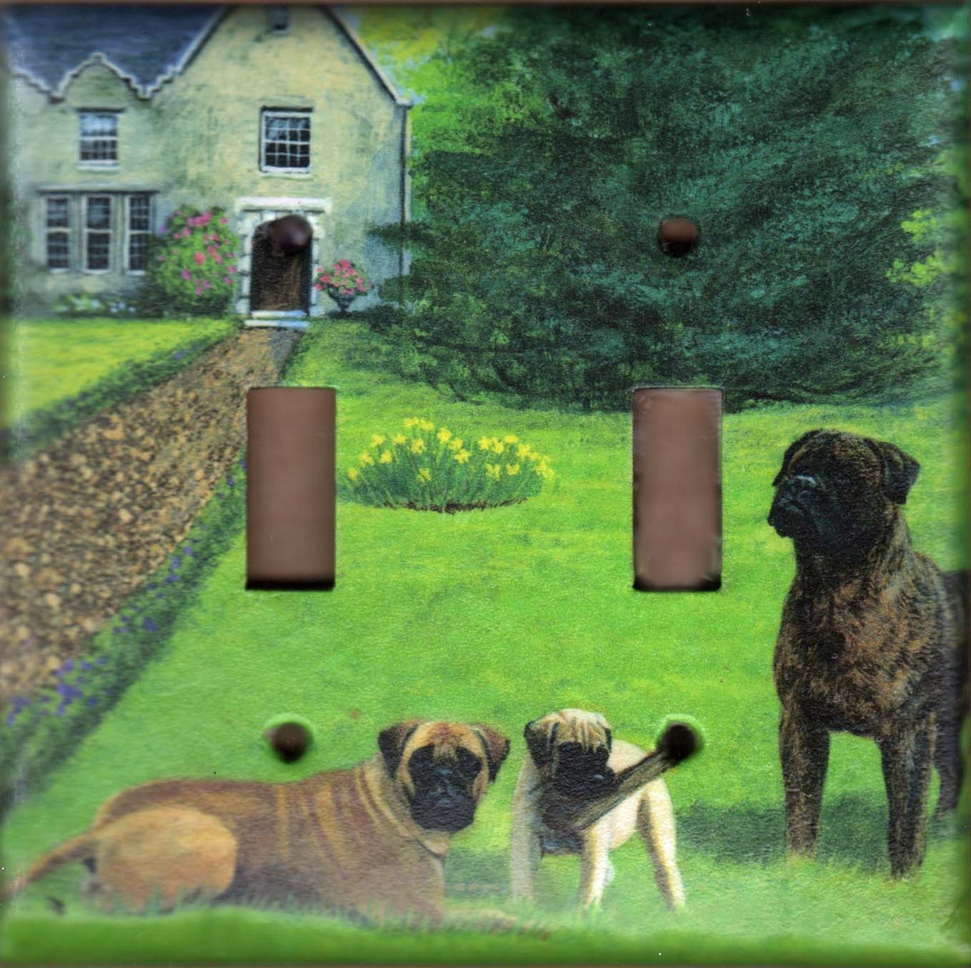 Bullmastiff Art on a Double Toggle Light Switch Plate Gift Item