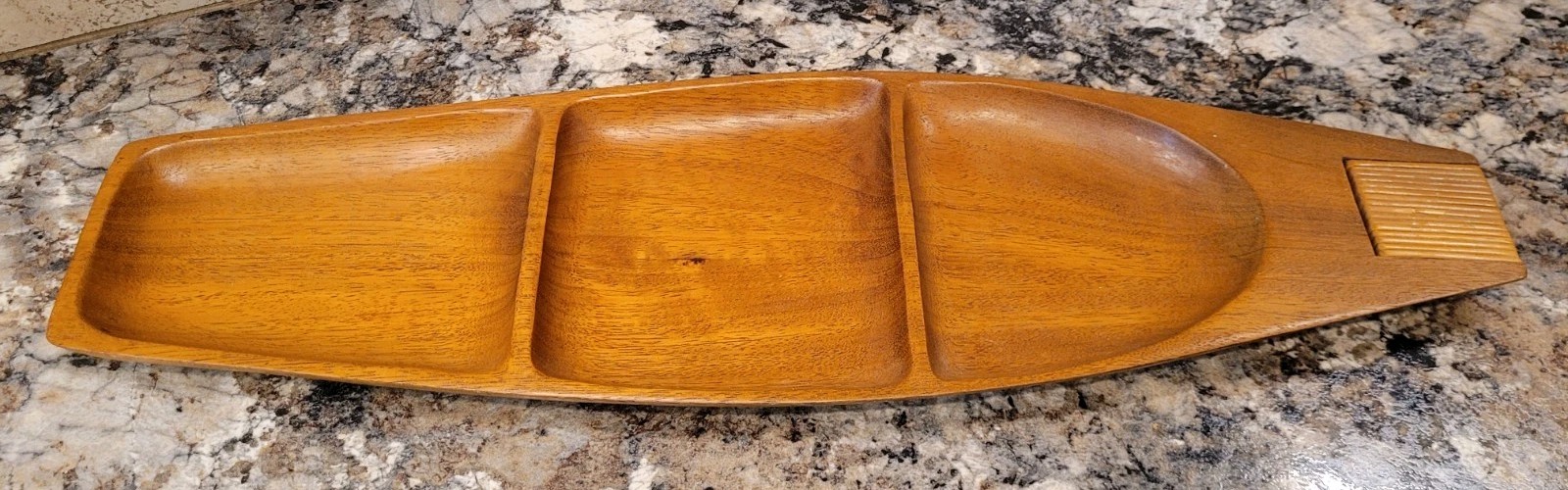 Vintage Arthur Umanoff Designed Tavernau Divided Wood Platter By Raymor, Haiti