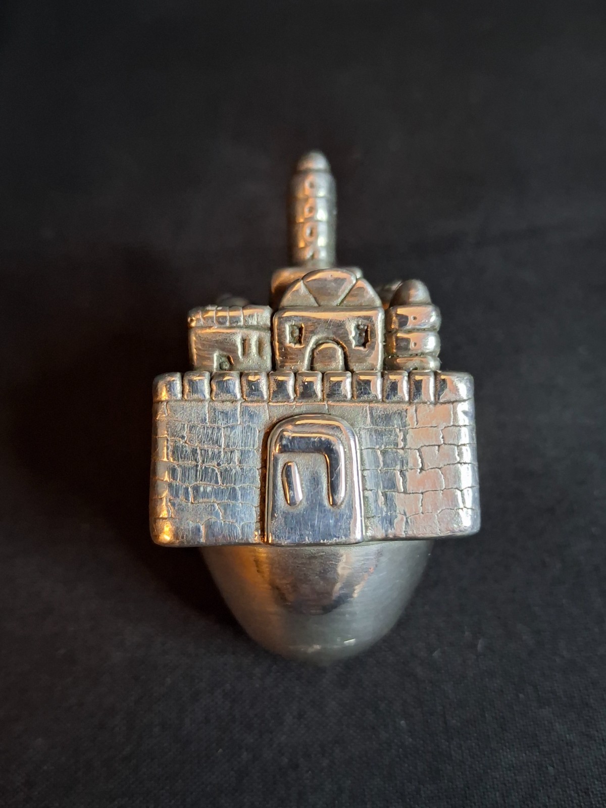 Vintage Sterling Silver 925 Jerusalem Cityscape Dreidel Sevivon Judaica 40g