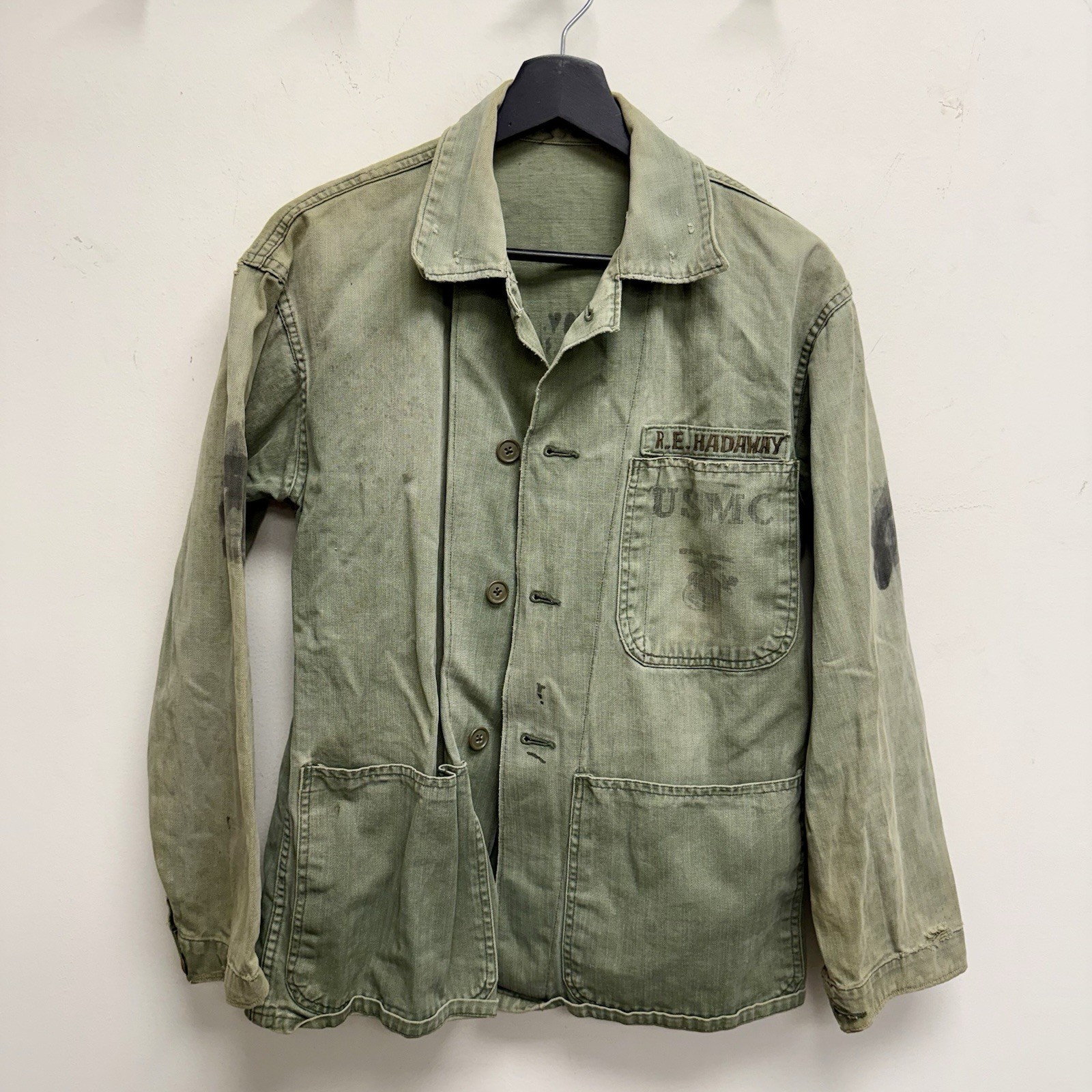 Original WWII USMC Marine Corps P41 HBT Jacked Named Stenciled