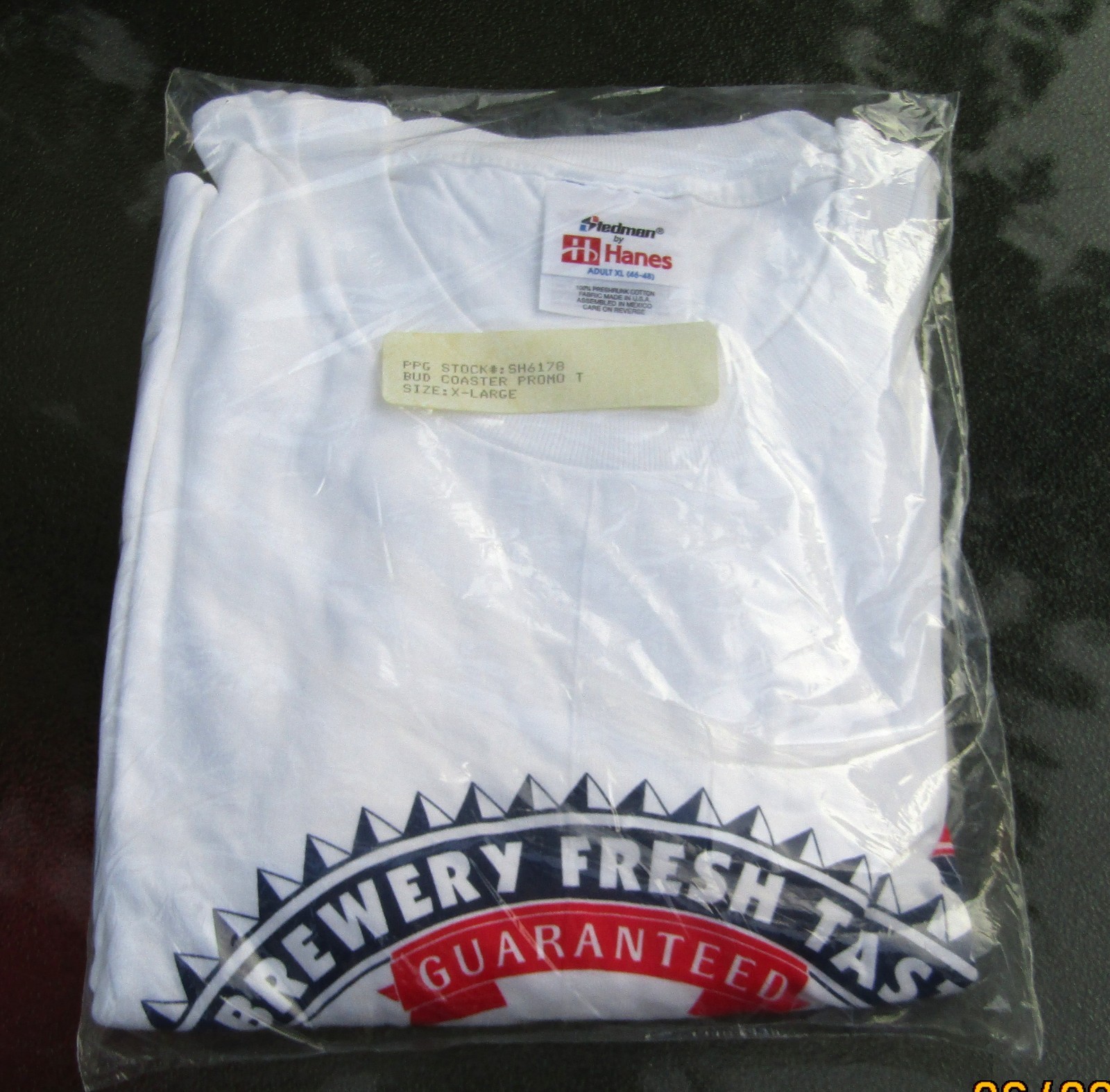 1999 BUDWEISER Bud Coaster Promotional Hanes Adult XL T-Shirt UNUSED MISP Look