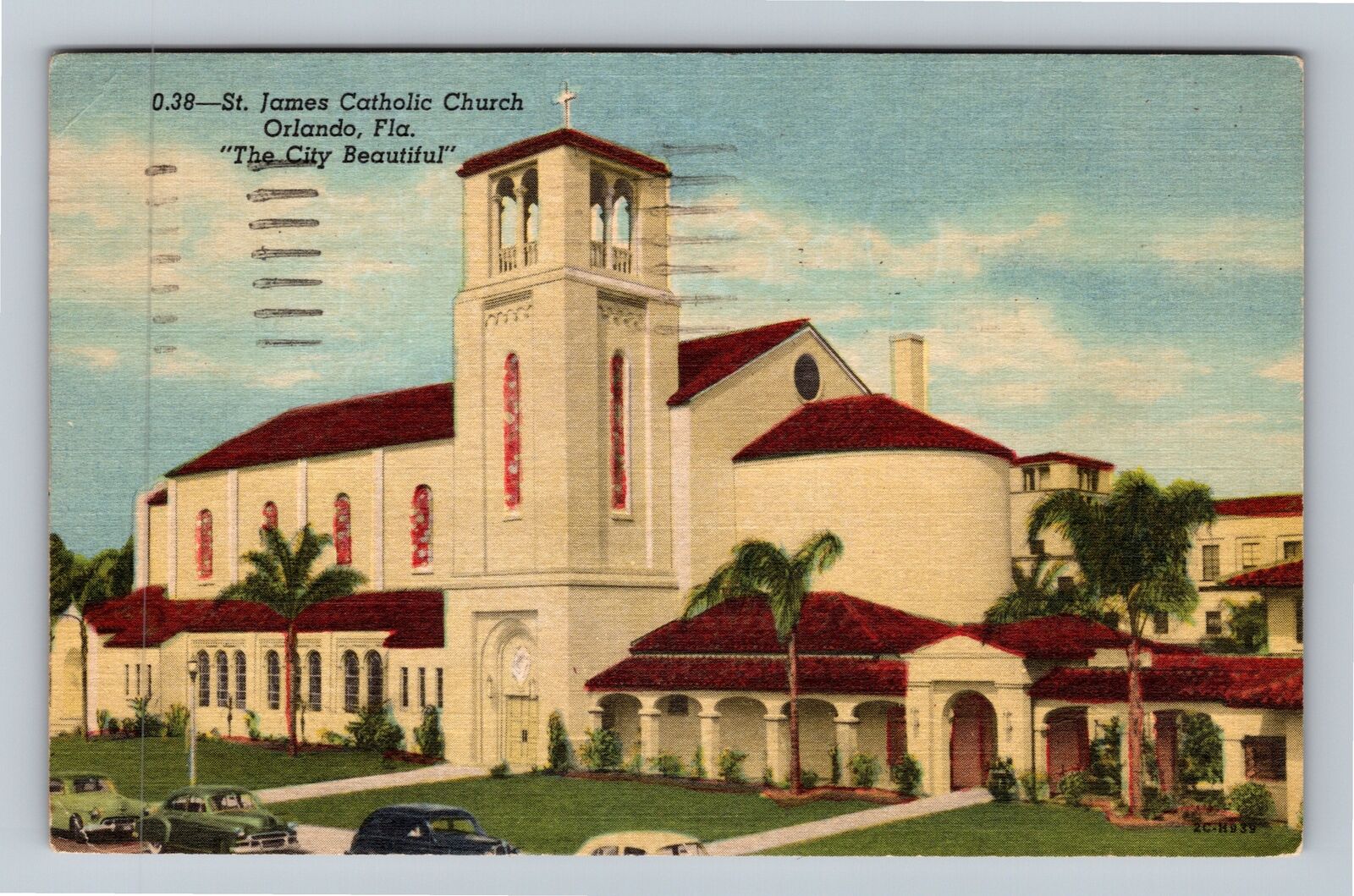 Orlando FL-Florida, St James Catholic Church, c1954 Vintage Souvenir Postcard