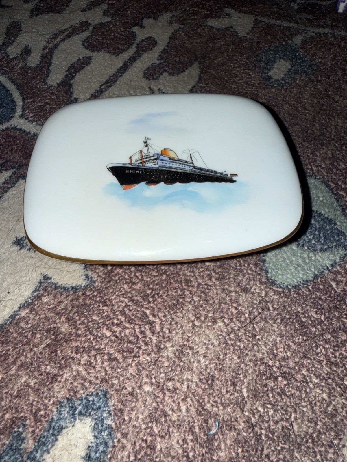 Vintage Rosenthal Handmalerei Germany SS Bremen Porcelain Trinket Box #6940