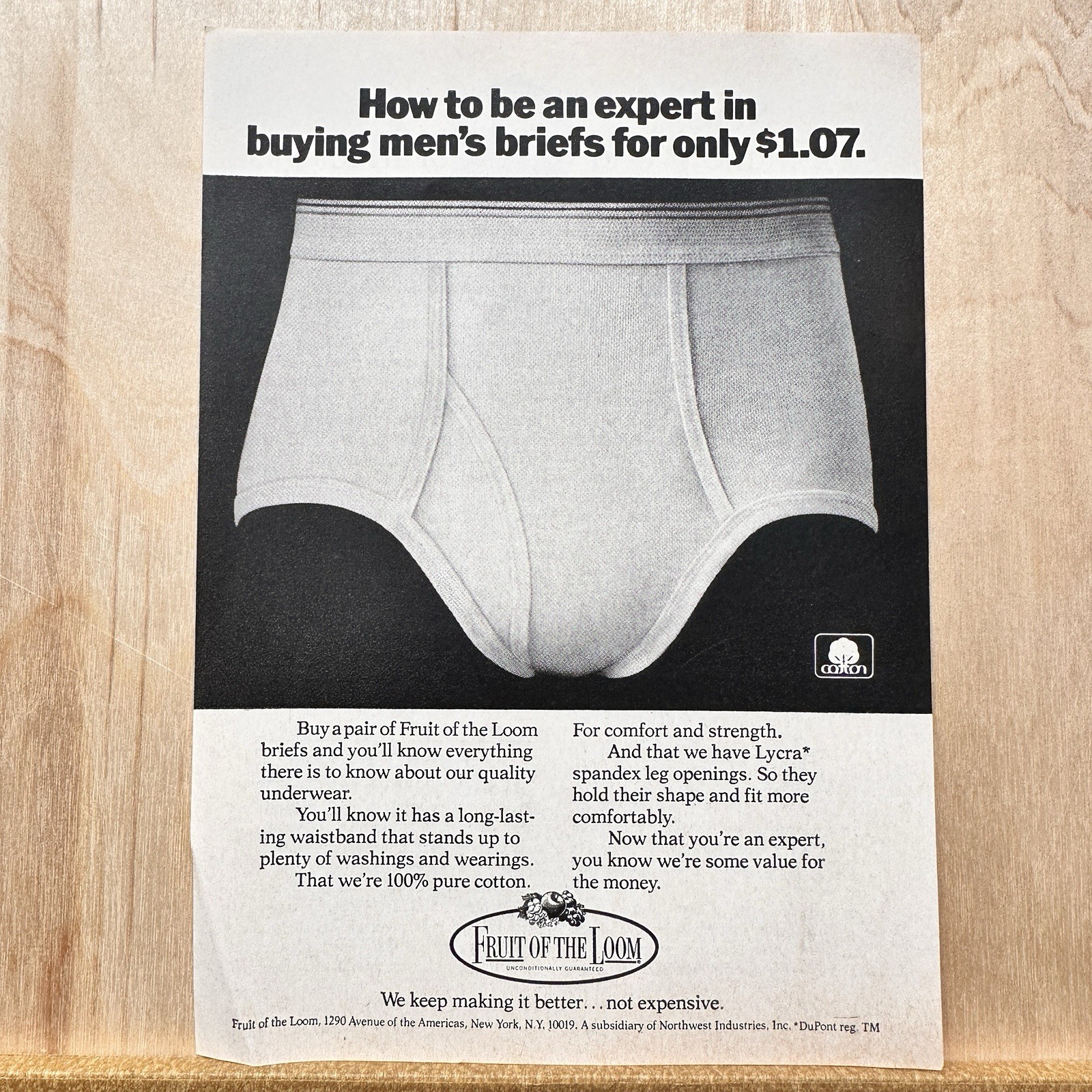 1974 Fruit If The Loom Mens Briefs Underwear Vintage Print Ad Clothing Advert