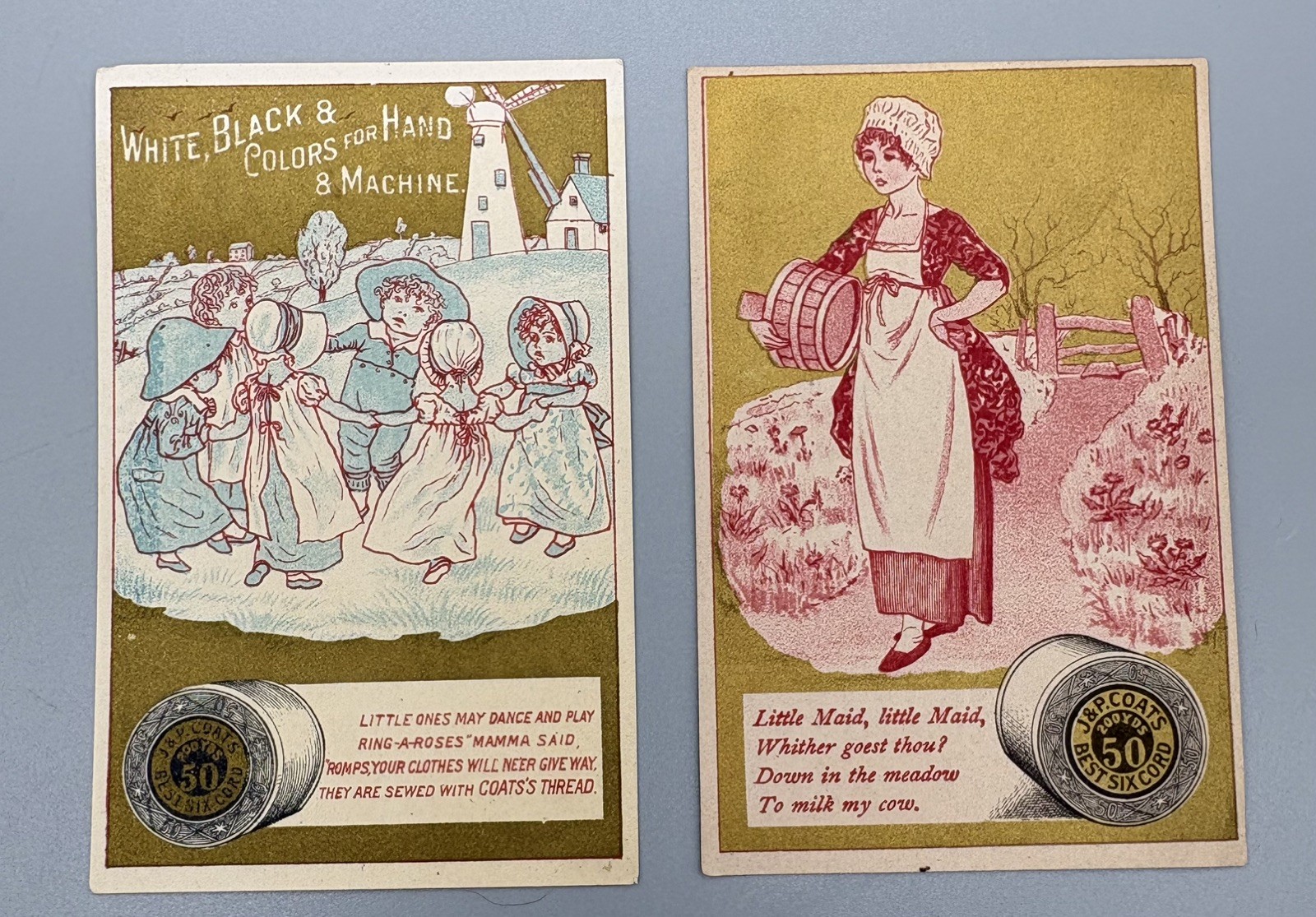 Vintage J&P Coats Thread Victorian Trade Cards Mother Goose Nursery Rhyme Lot 2