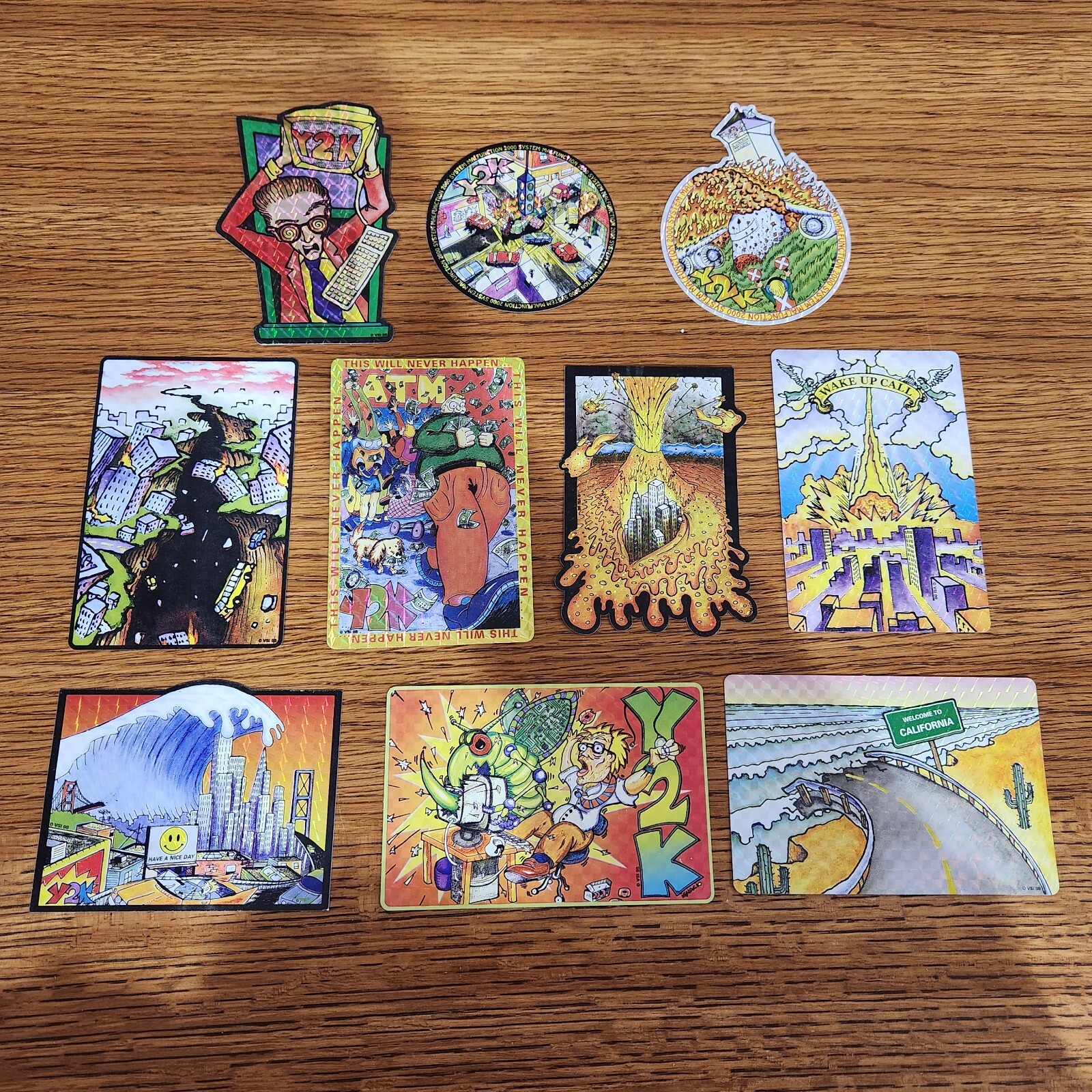 Vintage DOOMSDAY Y2K Prism Vending Machine Stickers 1998 NEW FULL SET of 10