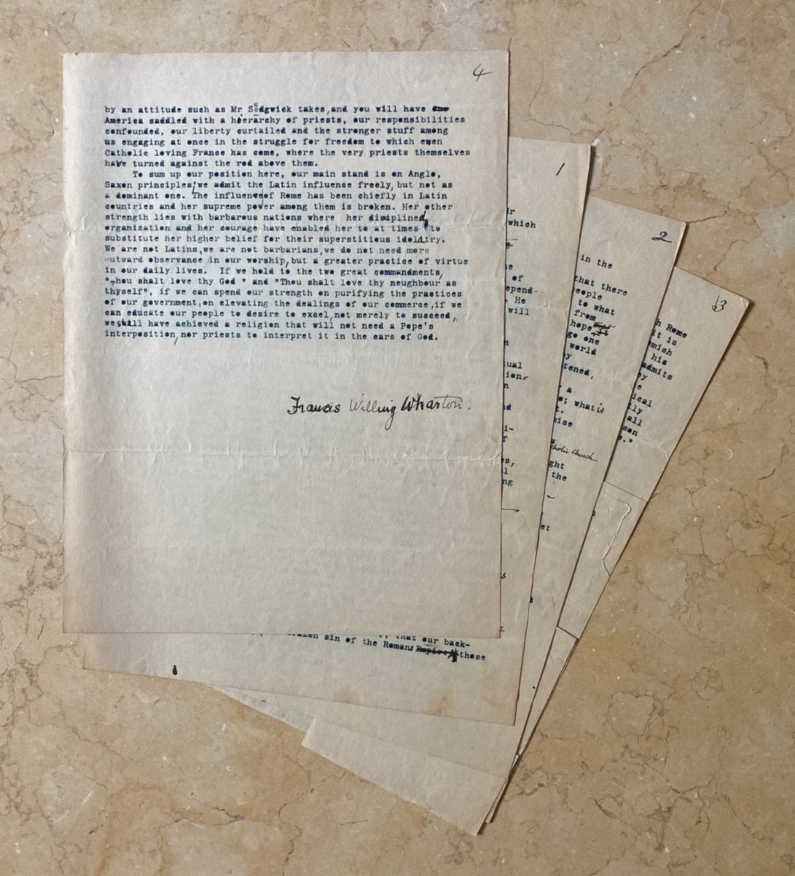 Francis Willing Wharton Autographed Manuscript 1899 Atlantic Monthly Rebuttal