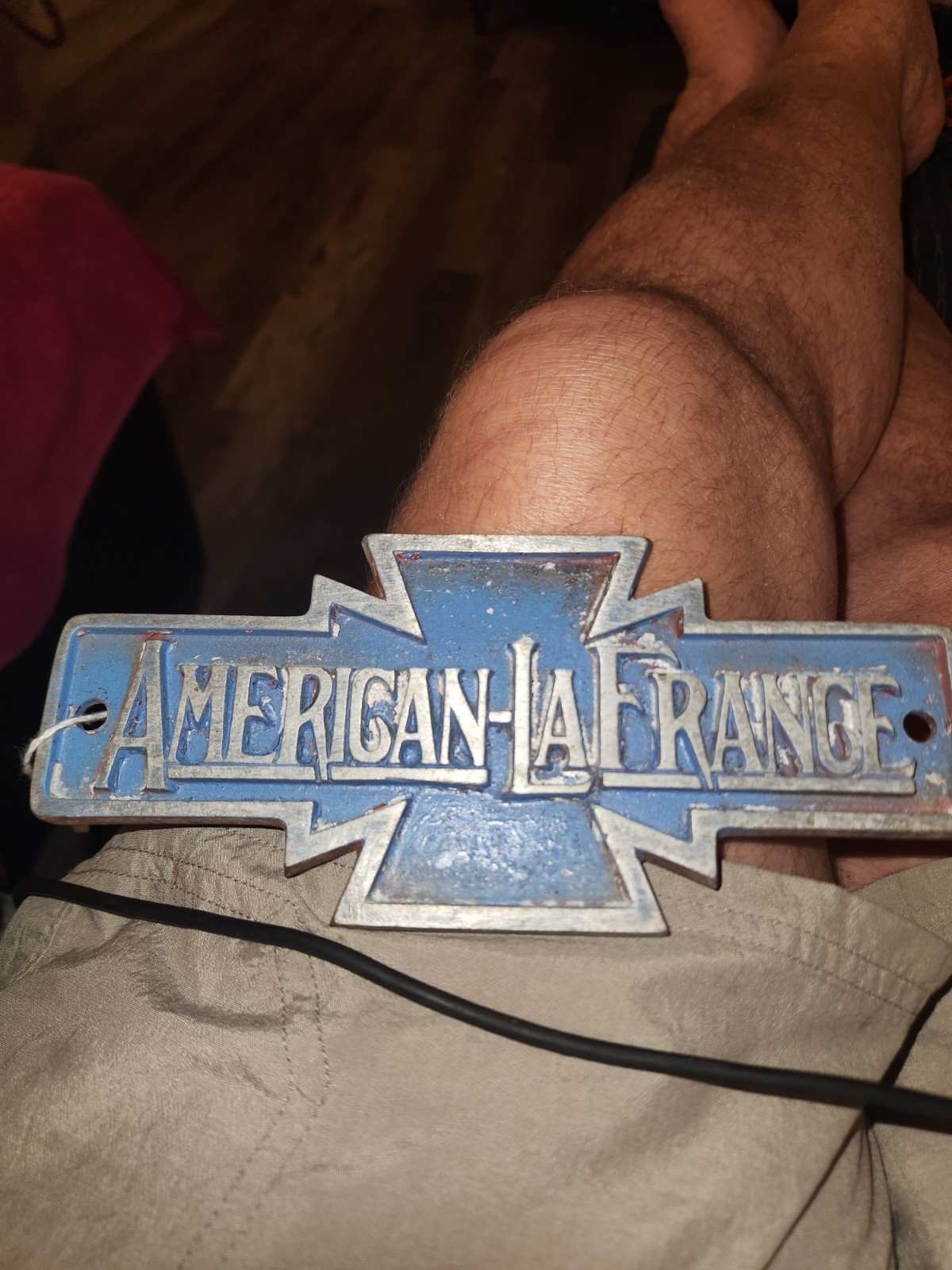 ~ 1900s Antique American Lafrance Fire Engine Grill / Radiator Badge