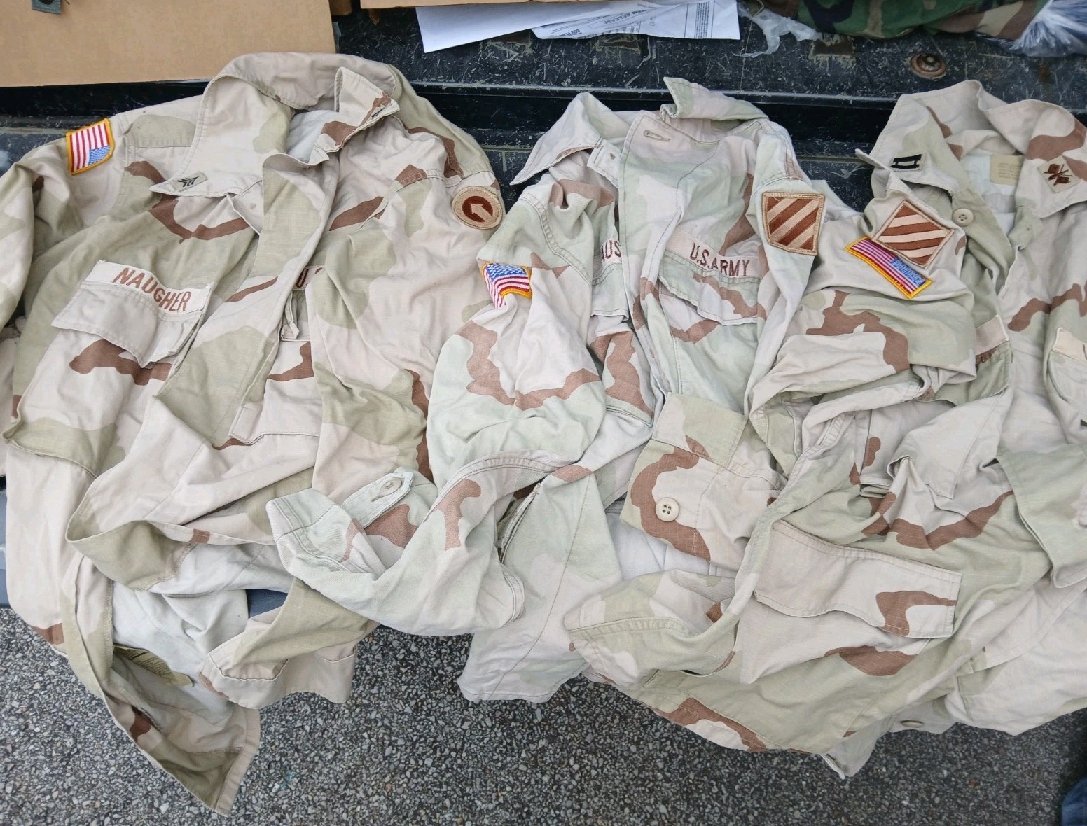 Lot Of 3 GWOT Desert Camouflage Blouse DCU 3rd Infantry Division 1st Sustainment