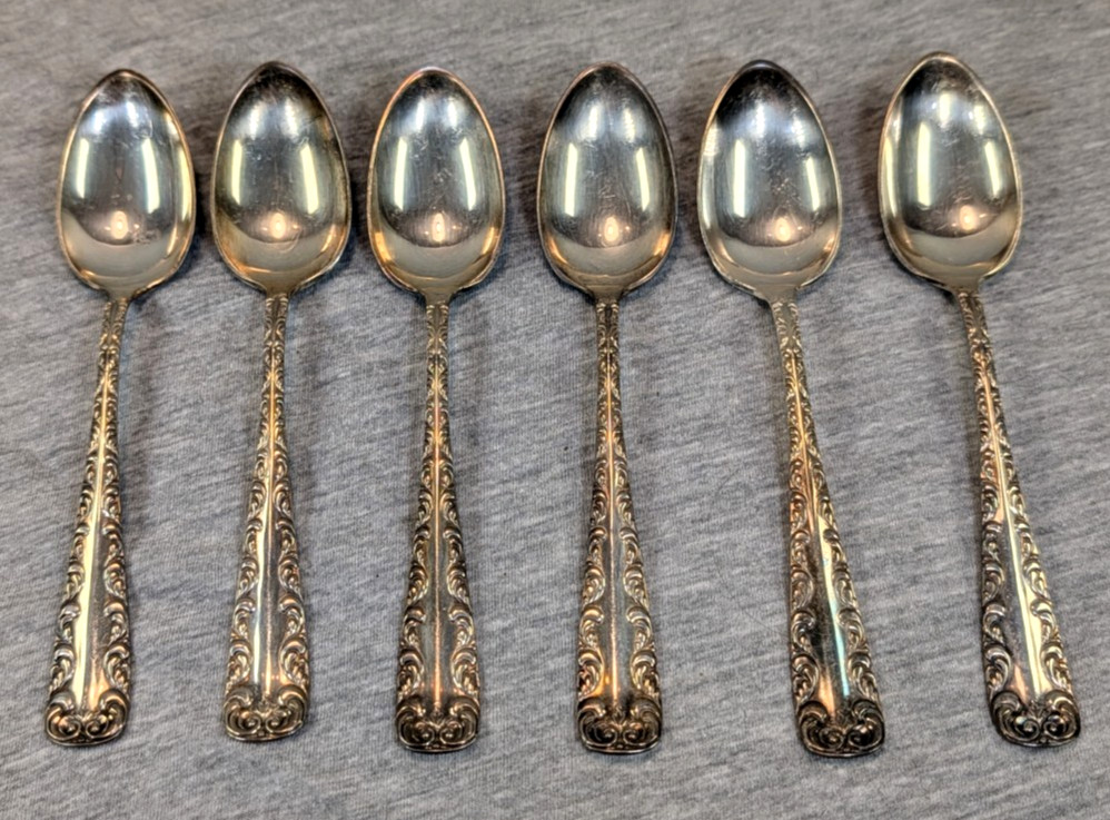 Antique Rogers & Hamilton Majestic Pattern Silver Plate Spoons Lot of 6 Pat 1893