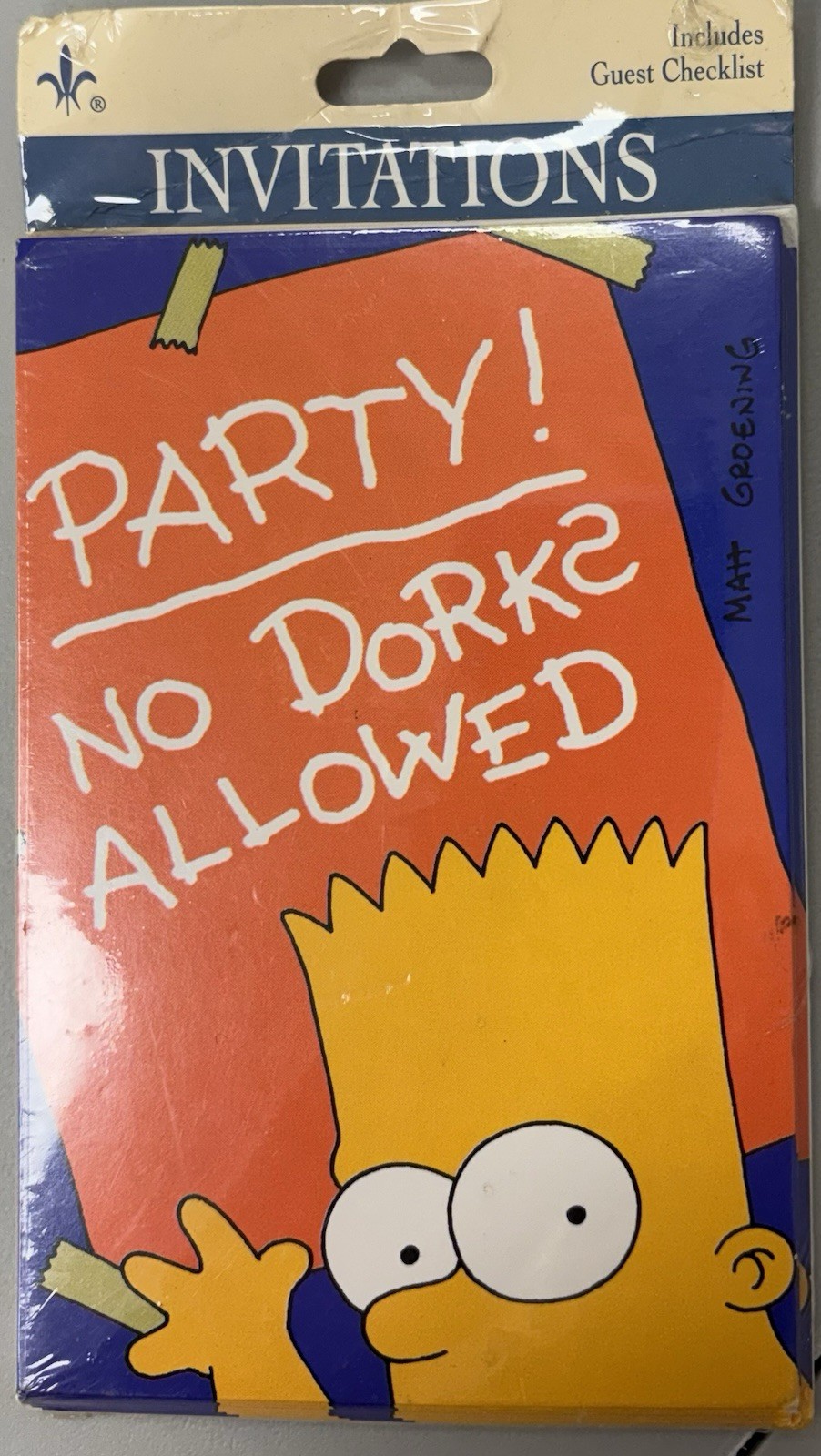 Vintage \'95  The Simpsons Bart Simpson Party Invitations Unopened Deadstock