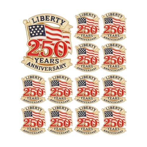 Dreuyet 12 Pcs America 250th Anniversary Pins for Women Men USA Flag Unique