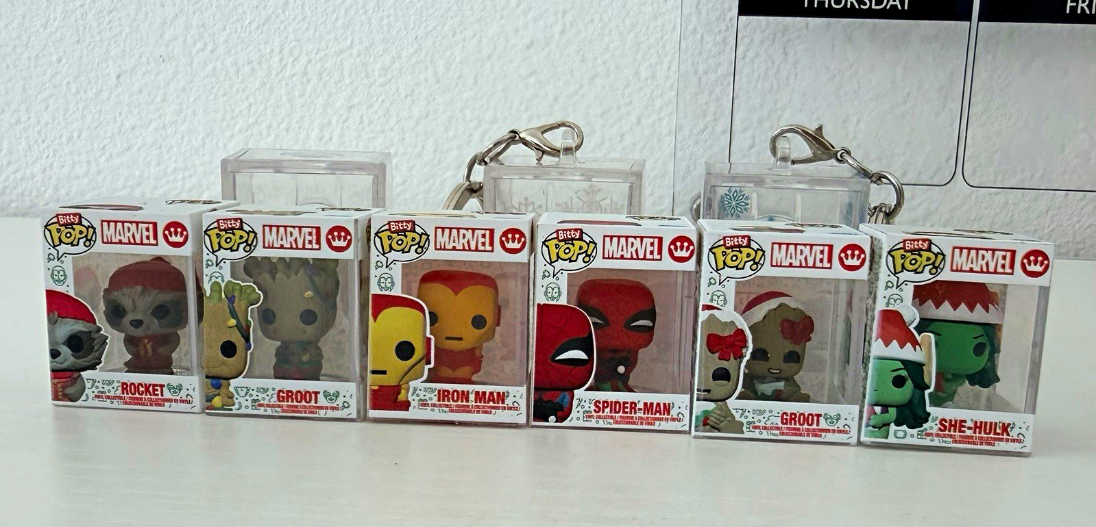 Funko Marvel Pocket Pop Keychain Lot 6 Carabiner Clip Groot Iron Man Spider-Man
