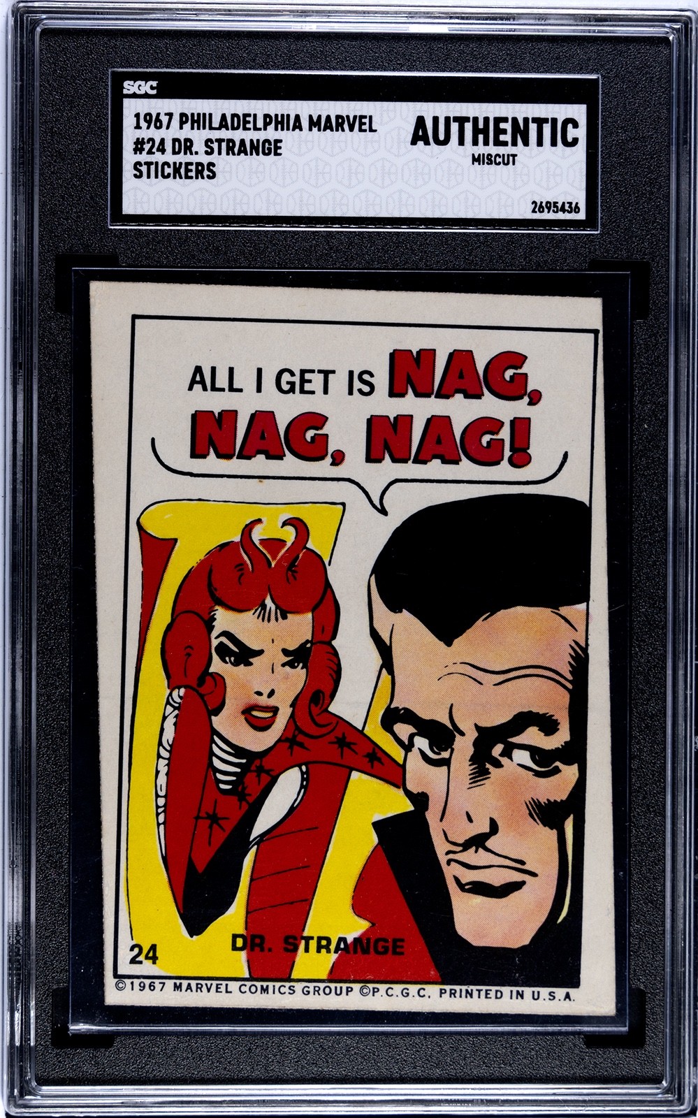 1967 Philadelphia Marvel Stickers Dr. Strange Rookie (1st appearance) SGC Tan Bk