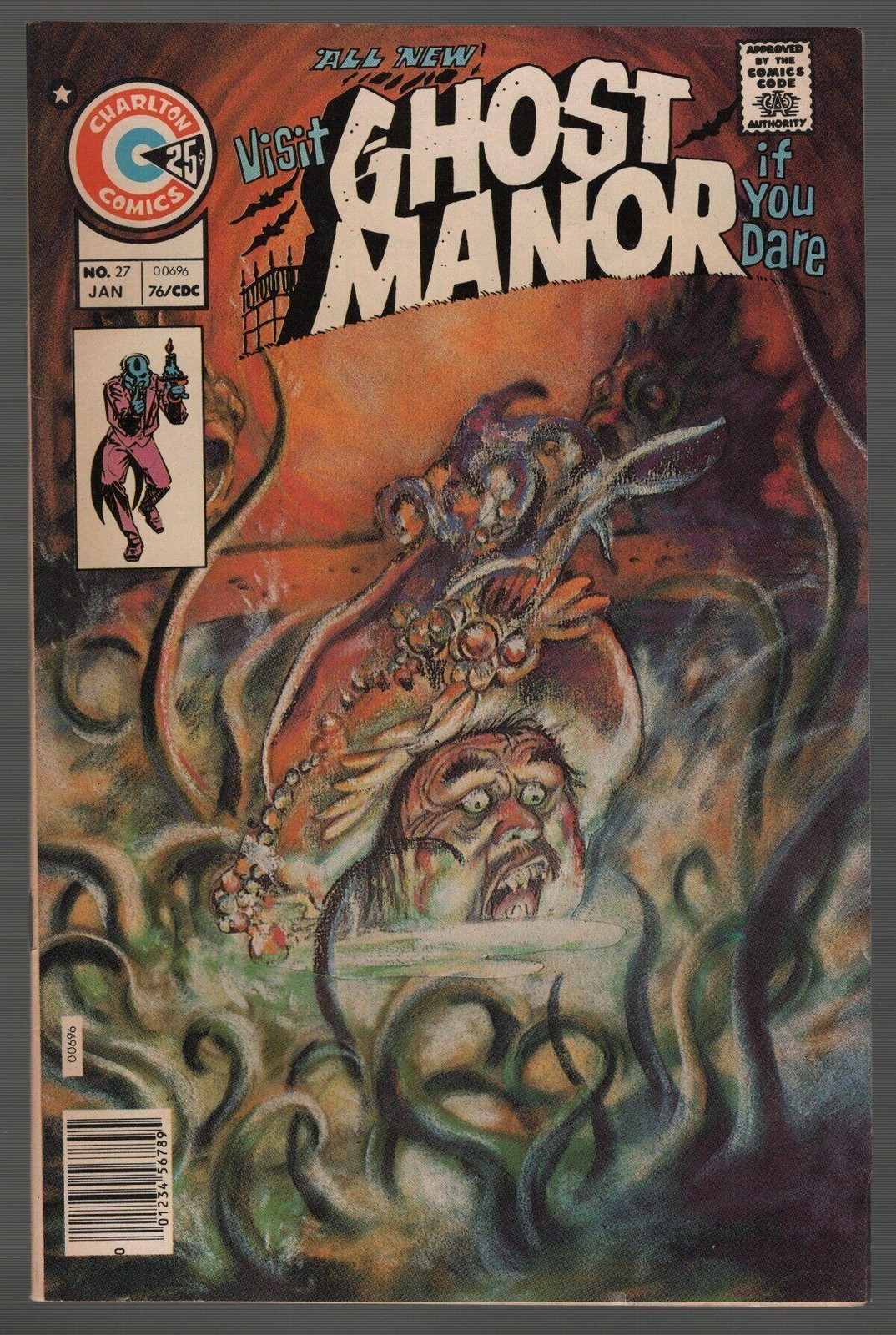 GHOST MANOR #27 BRONZE AGE HORROR TOM SUTTOM PAINTED COVER