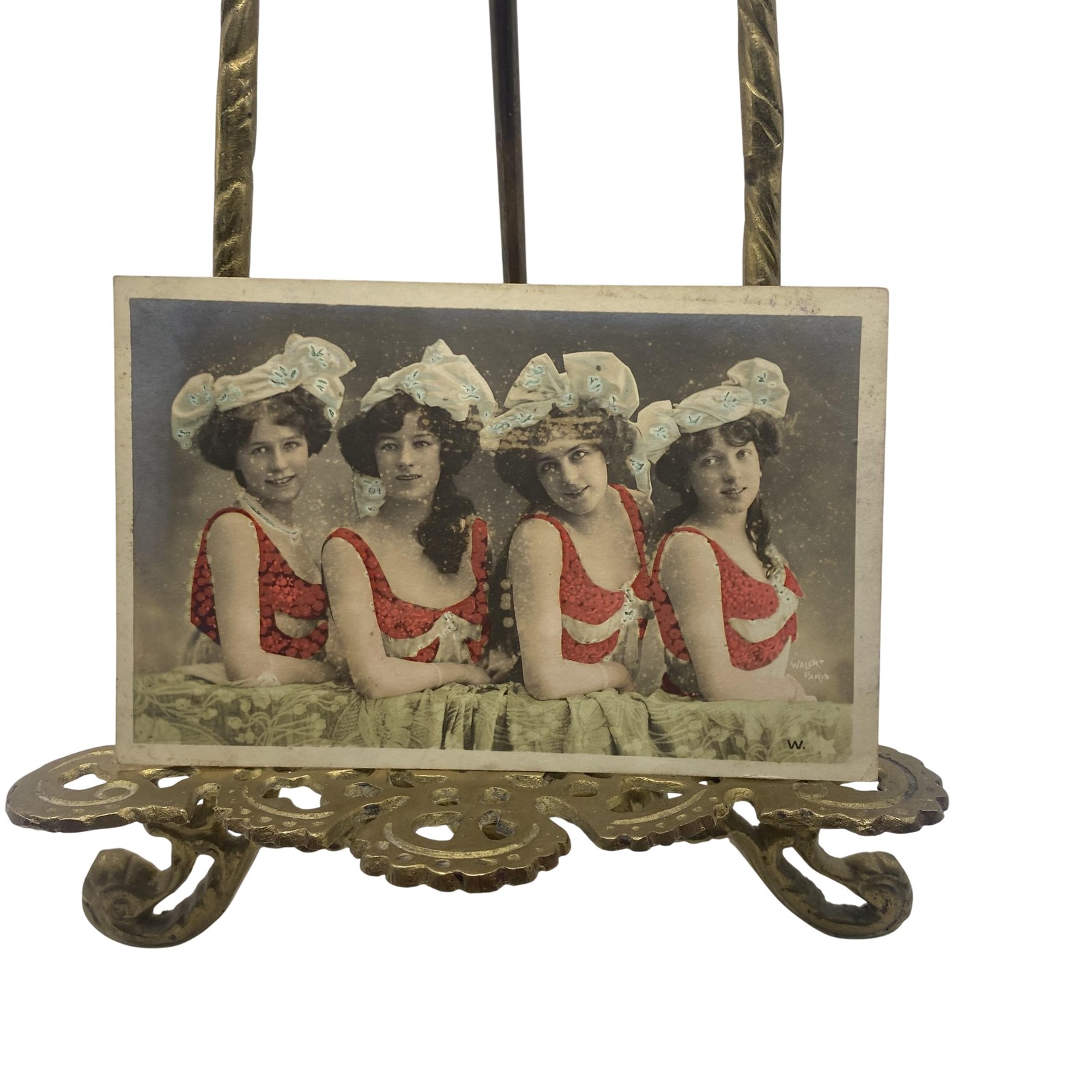 Vintage C1900s Four Women Red Costumes Walery Paris RPPC Glamour Postcard France