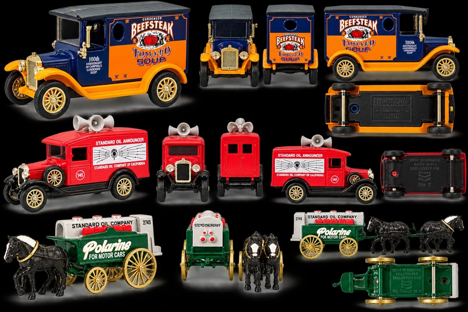 Title: Vintage Diecast Advertising Vehicles Lot of 3 Lledo Chevron Campbell's 