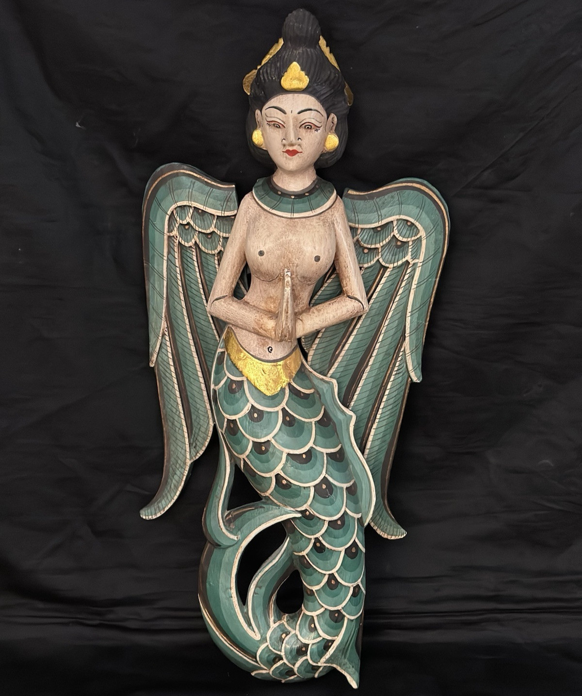 OLD INDONESIAN HAND CARVED PAINTED WOODEN 16\ OLD INDONESIAN HAND CARVED PAINTED WOODEN 16\